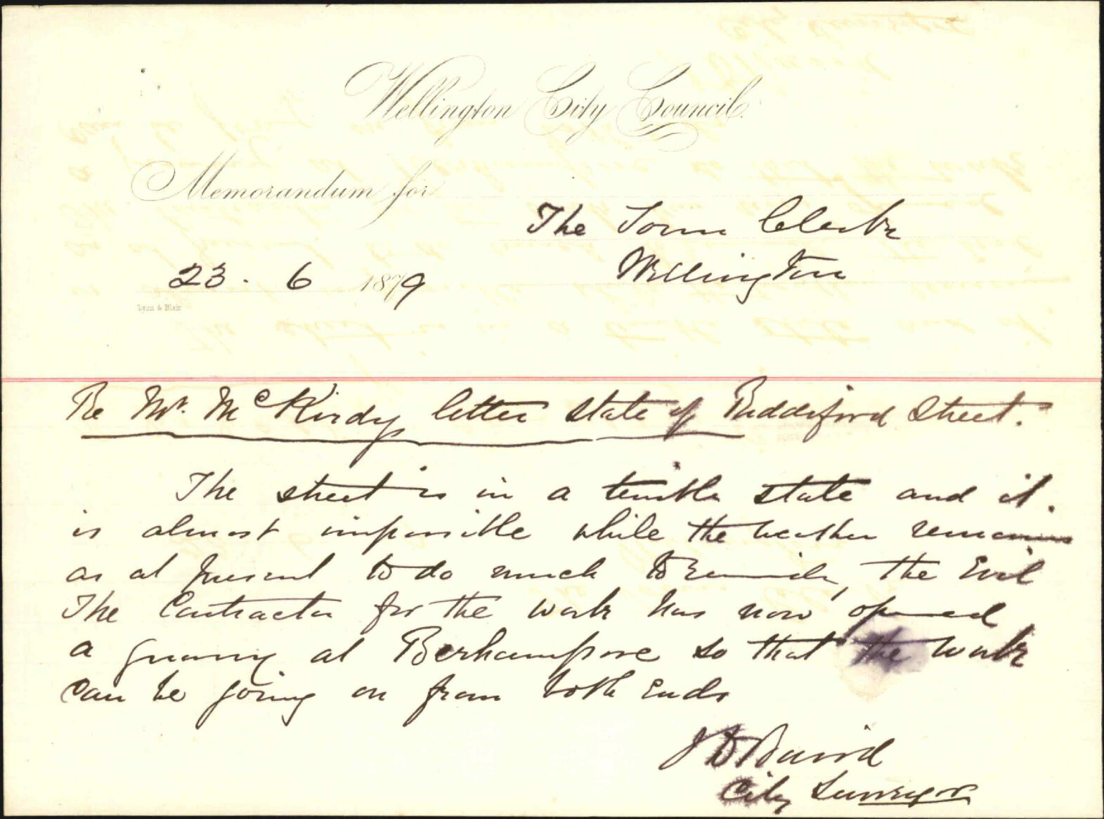 Re memo re McKirdy letter on the state of Riddiford Street - City Surveyor