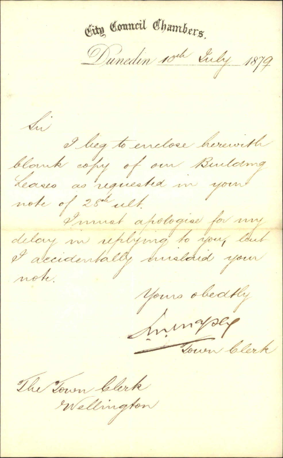 Re copy of business leases - Town Clerk, Dunedin