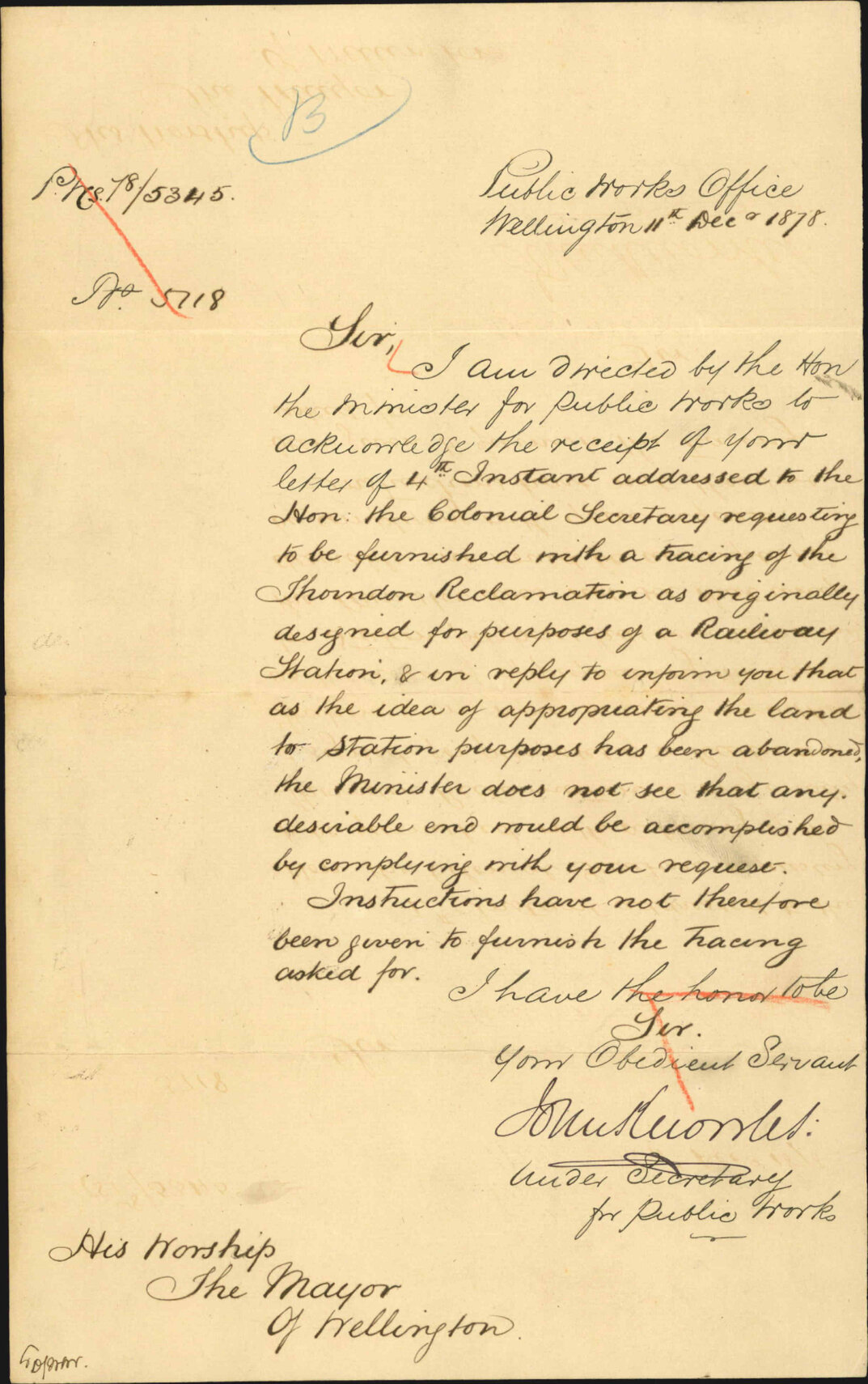 Re Thorndon reclamation land for railway station - Undersecretary for Public Works