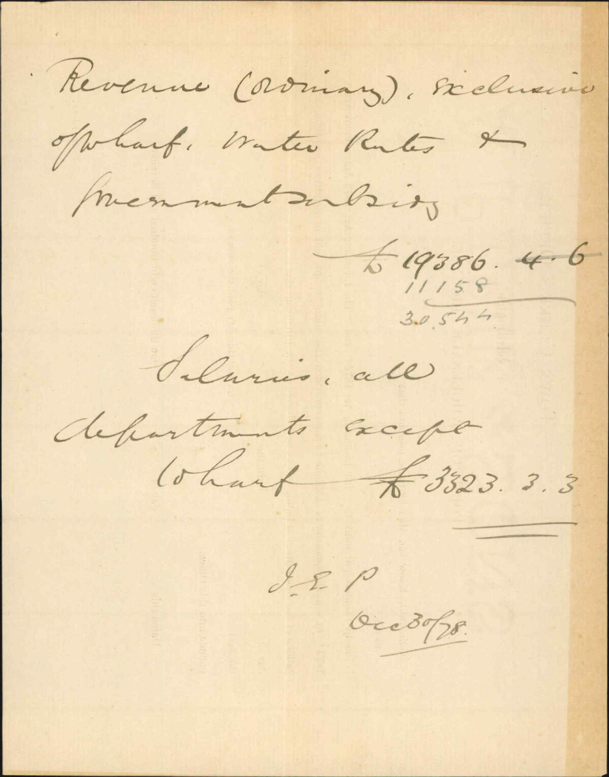 (1) enquiry as to revenue and salaries - Town Clerk Auckland (2) rough workings of revenue and salaries