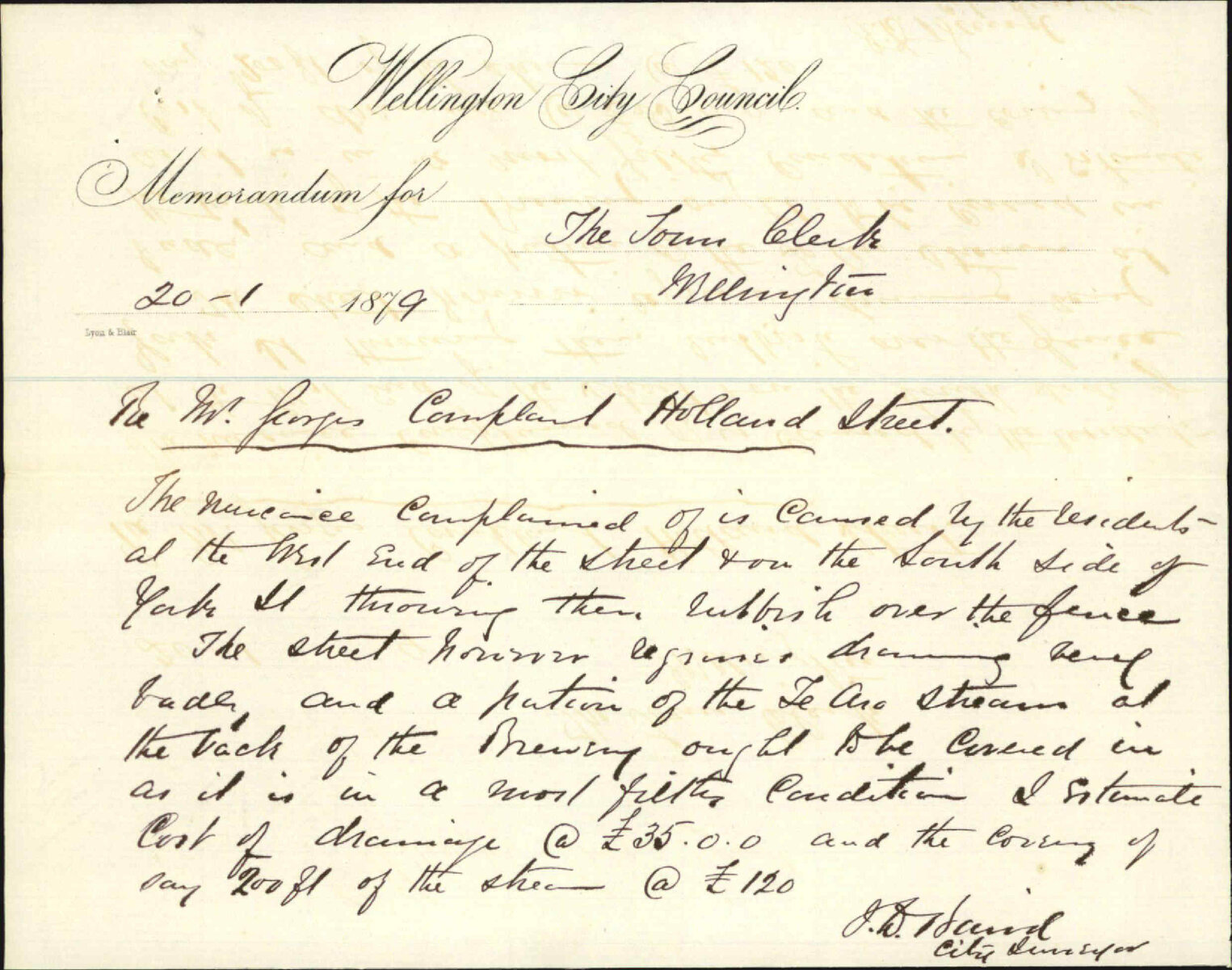 Re memo re complaint by Mr Georges of Holland Street over nuisance neighbour - City Surveyor