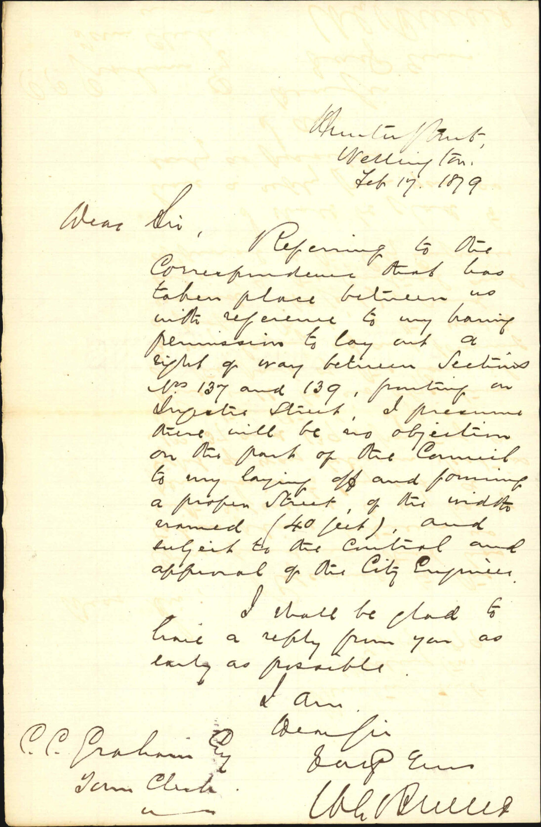 Re requesting permission to form new street, Sections 137 and 139 (Buller Street) - Dr Buller
