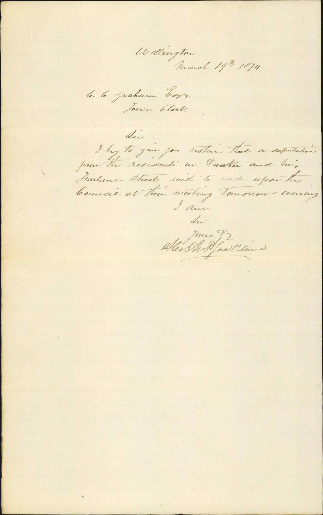 Re advising Town Clerk of a deputation of residents from Hawker and McFarlane Streets will attend the Council meeting (see 79/1623) - Mr Pilmer