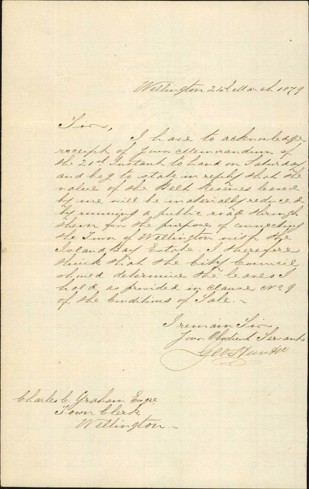 Re new road linking Adelaide Road and Island Bay Parade - G Hunter