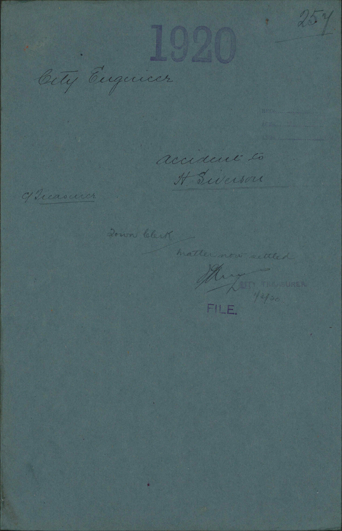 Accident to H Siverson - City Engineer