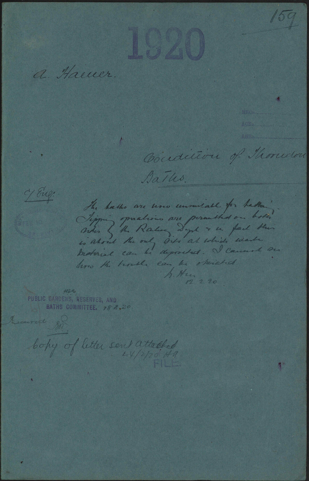Condition of Thorndon Baths - A Hamer
