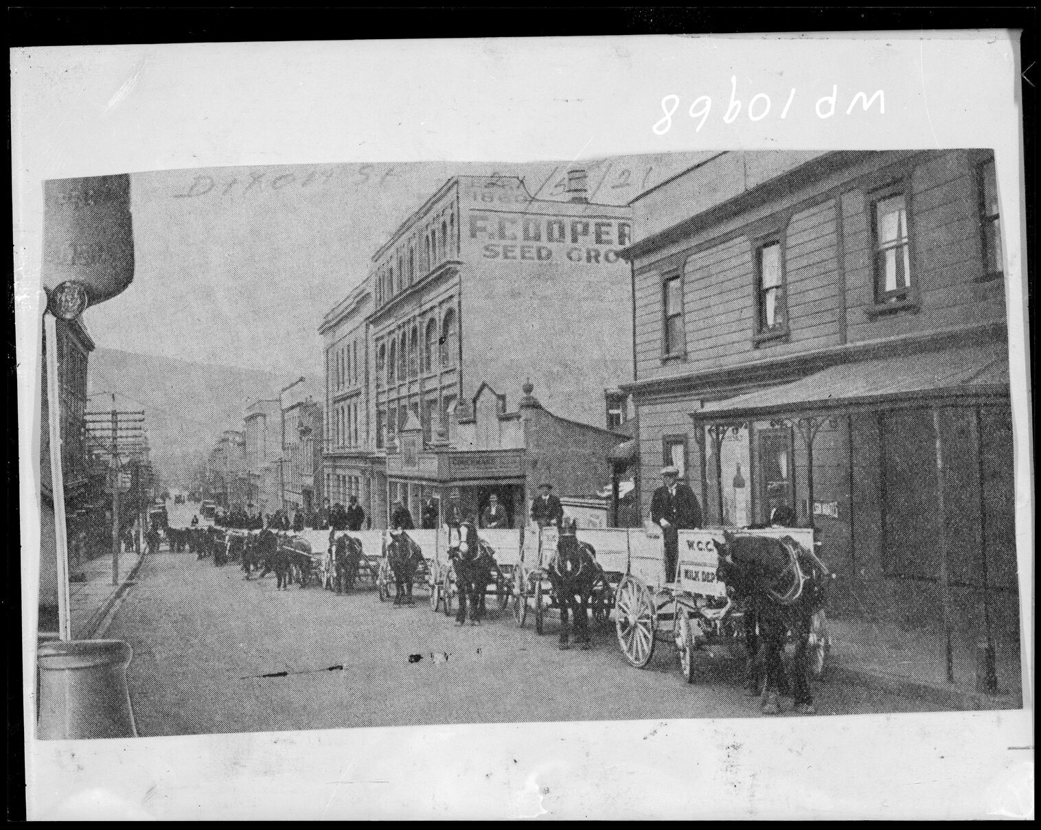Wellington City Council Milk Supply Carts, lined up in Dixon Street
