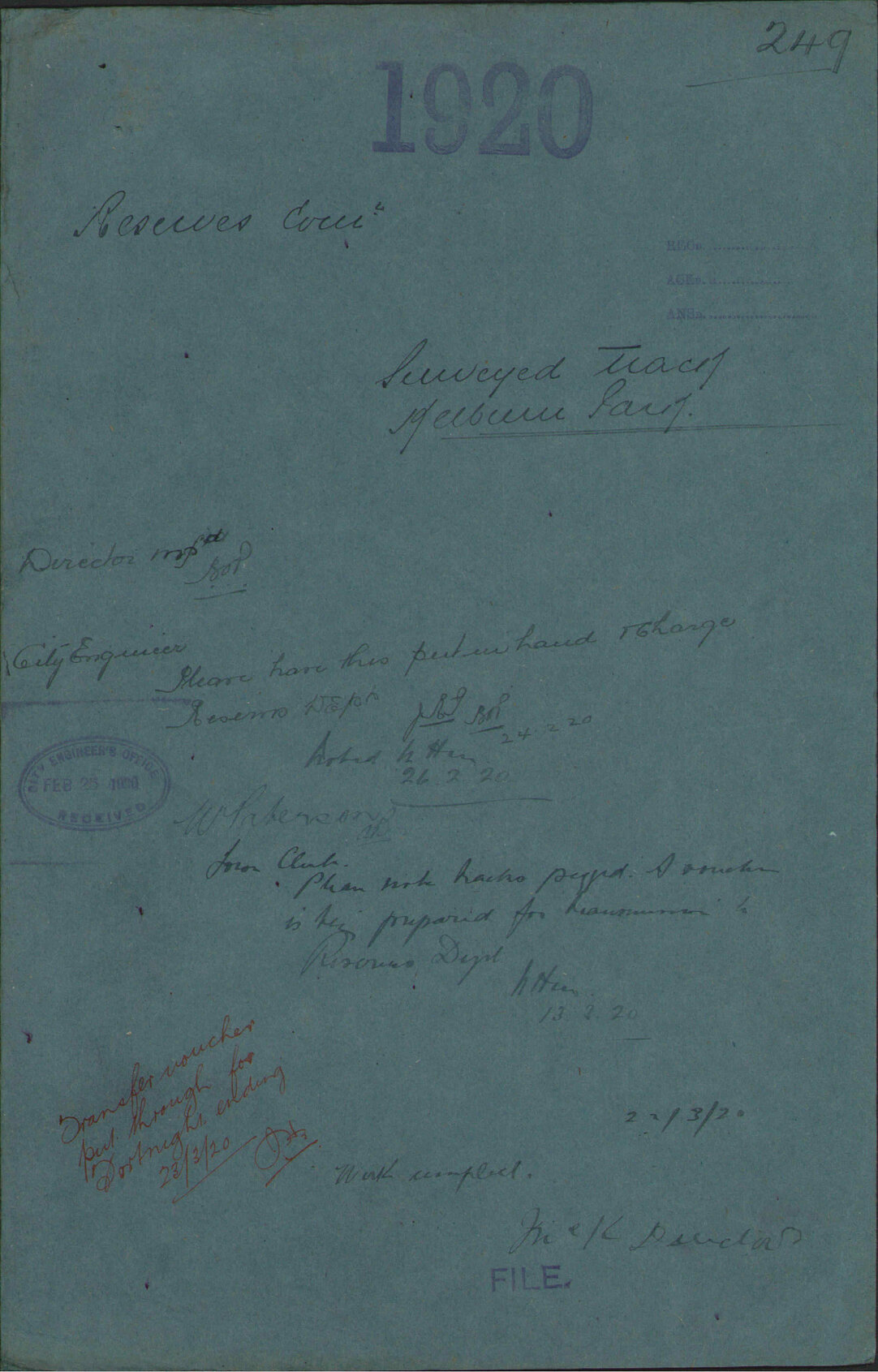 Surveyed track, Kelburn Park - Reserves Committee