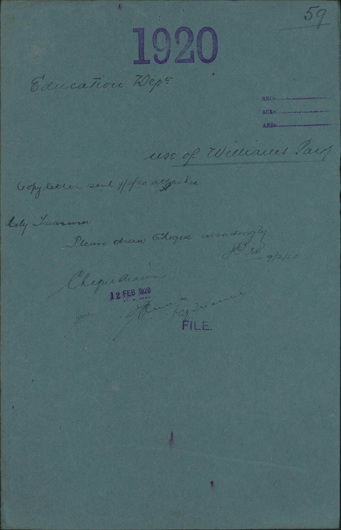Use of Williams Park - Education Department