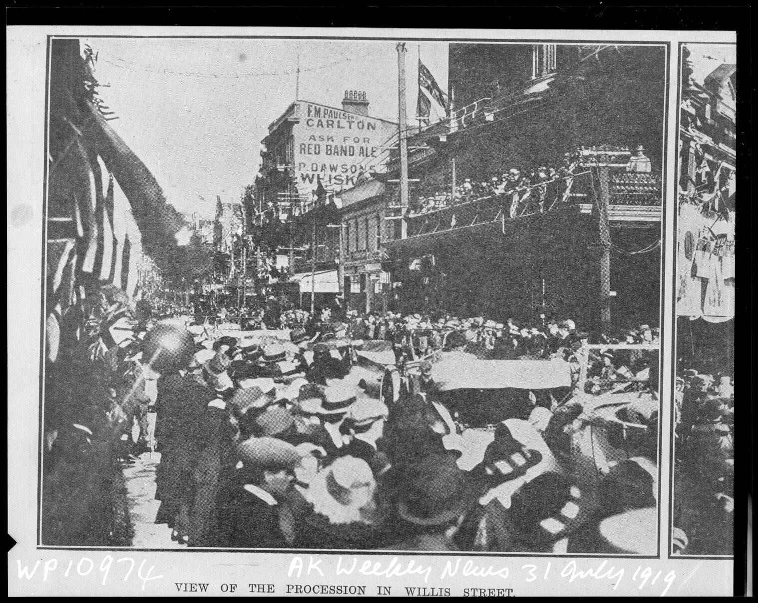 Procession for Peace and Humanity, passing the Grand Hotel, Willis Street
