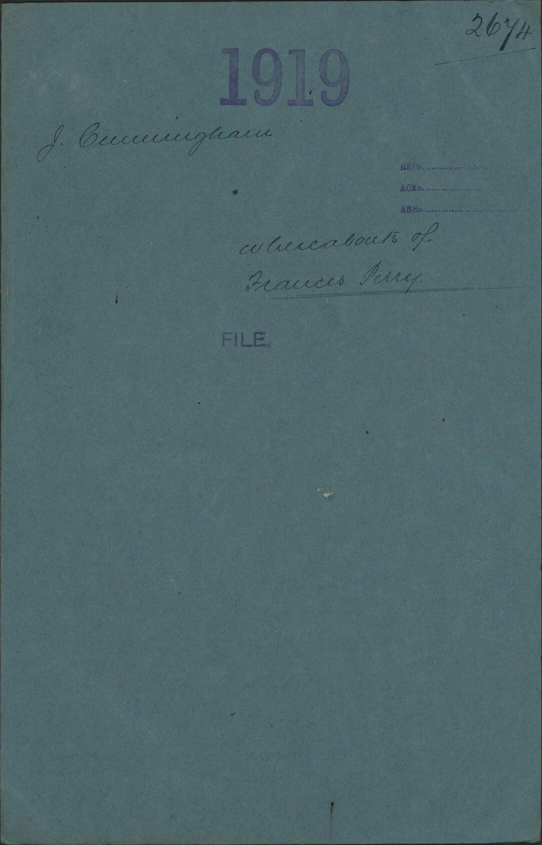 Whereabouts of Frances Perry - John Cunningham