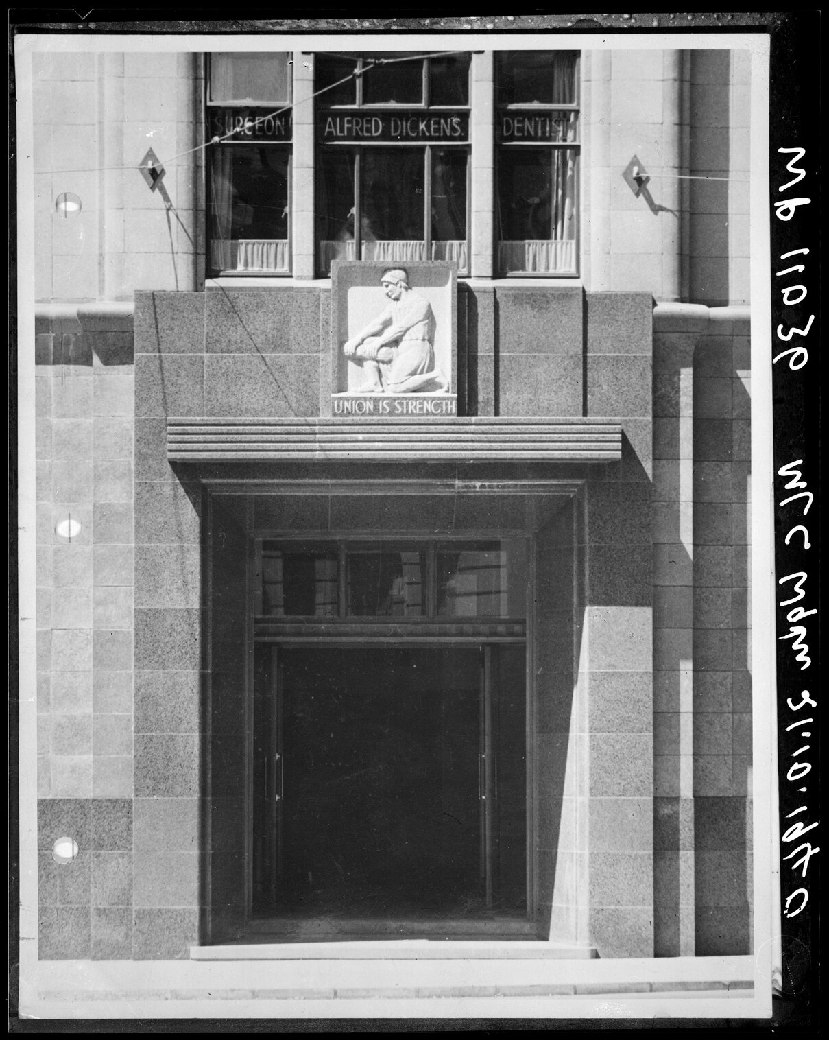 33-37 Hunter Street, detail of the MLC Building ' Union is Strength'