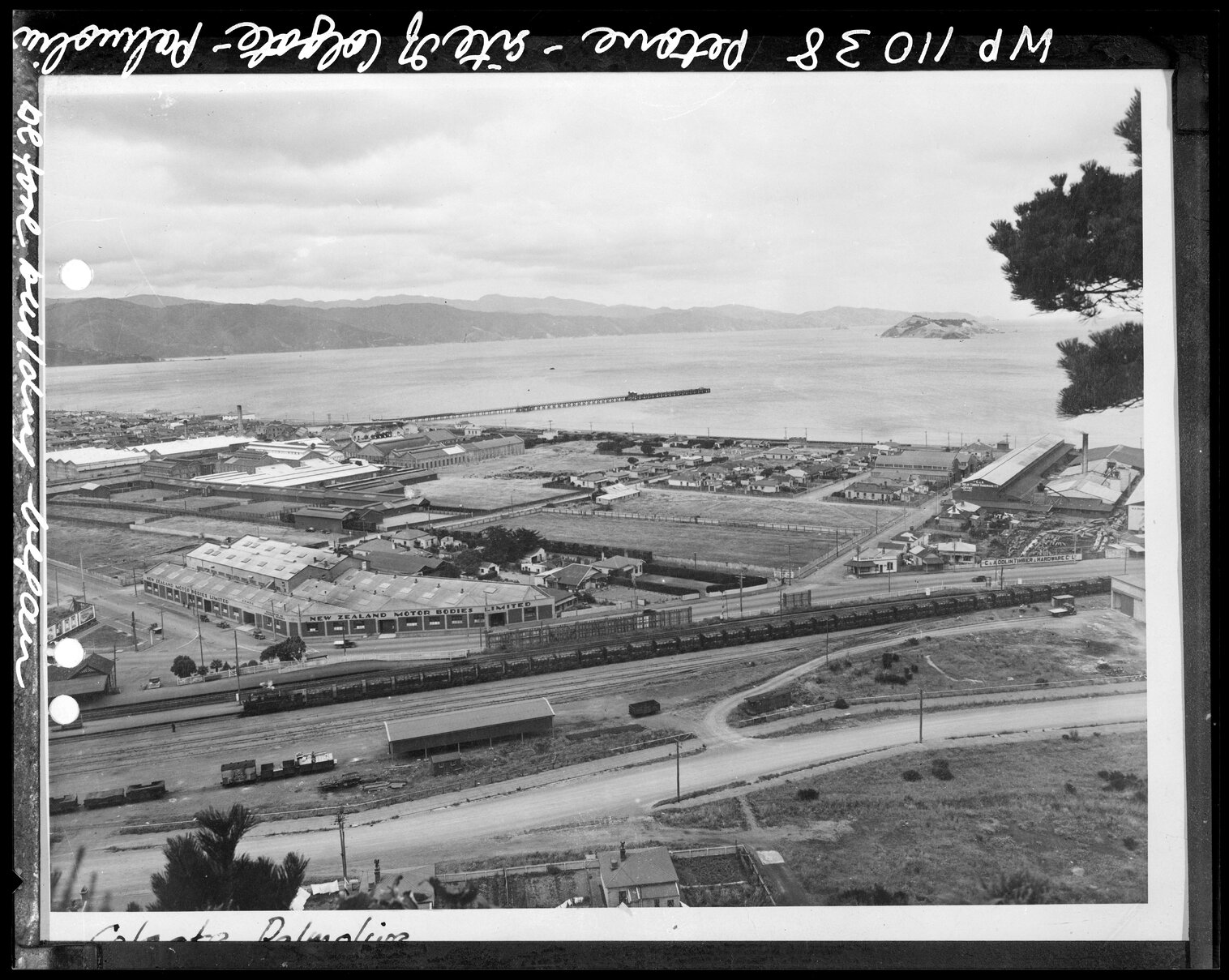 Elevated view of site of Colgate / Palmolive factory, before work began
