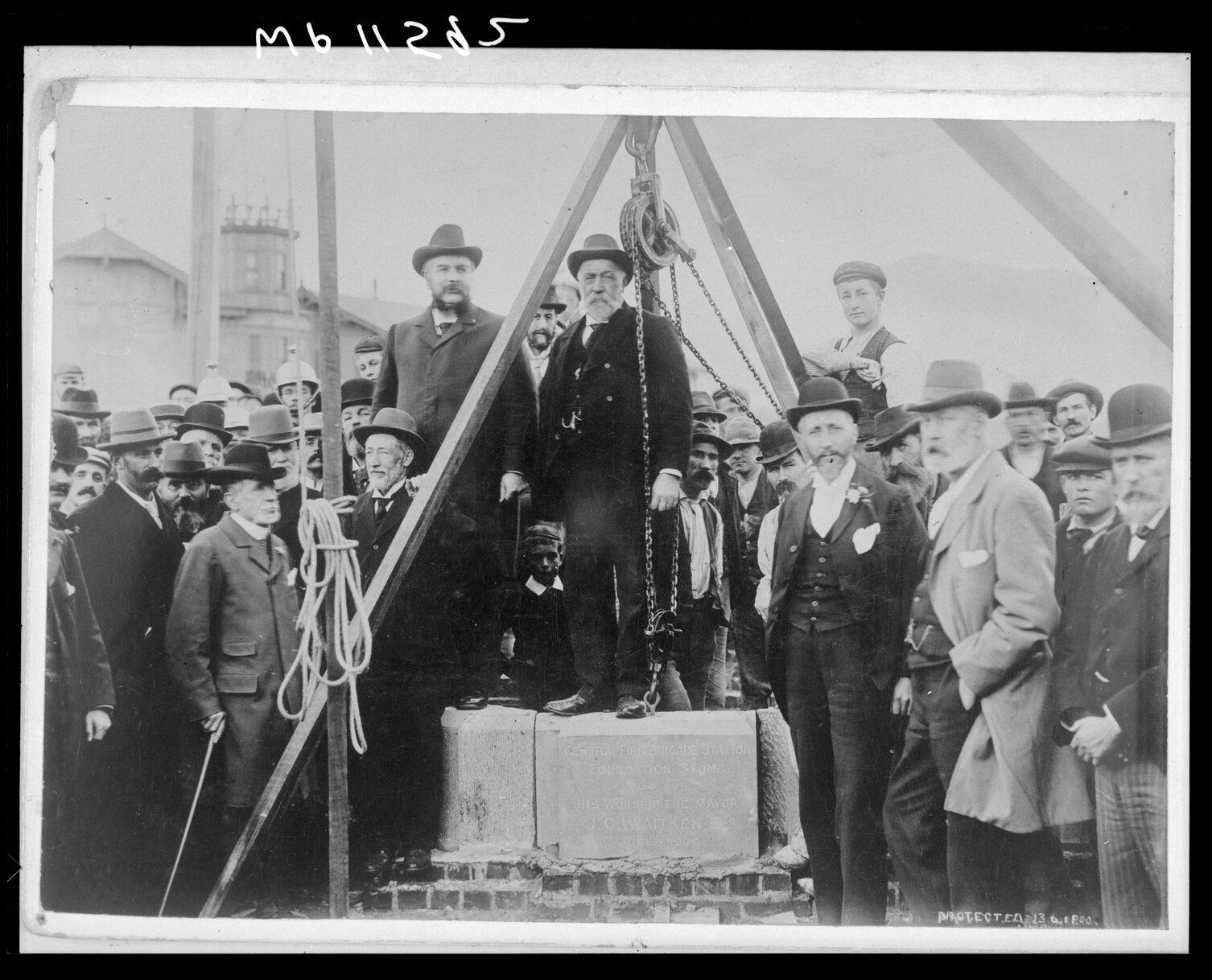 Foundation stone being laid for Central Fire Brigade Station