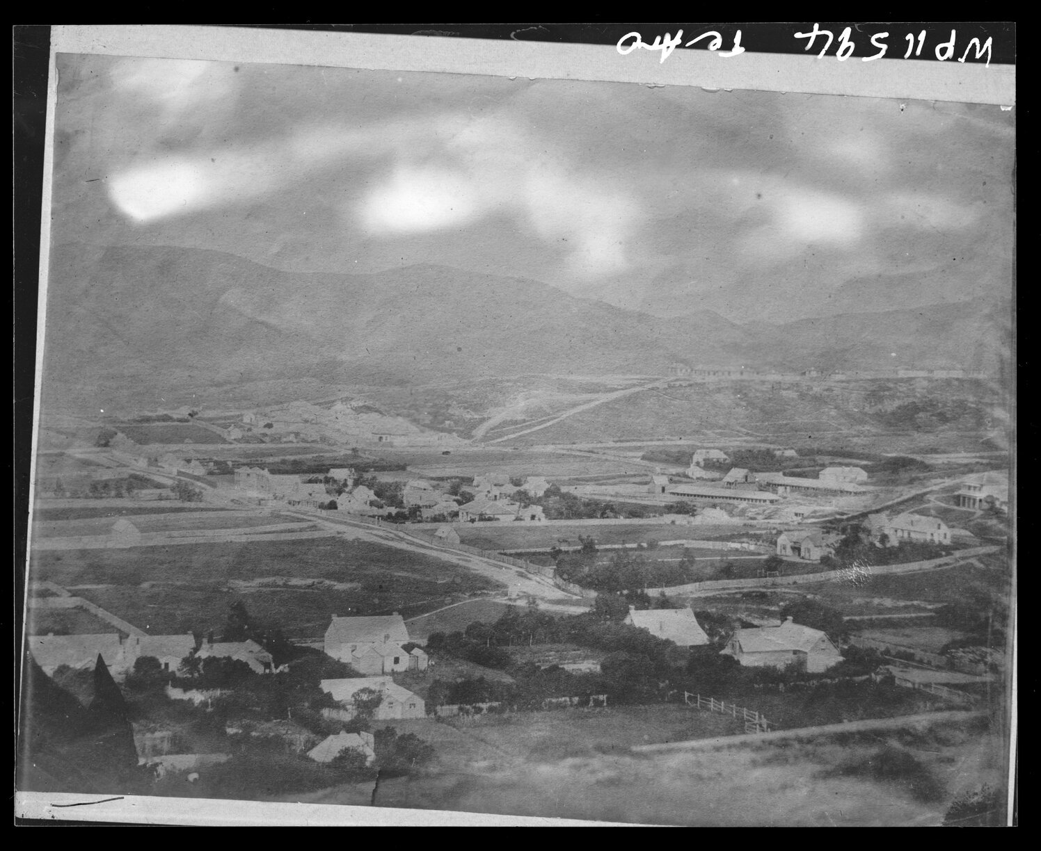 Overlooking Te Aro, looking towards the Military Barracks on the north side of Buckle Street