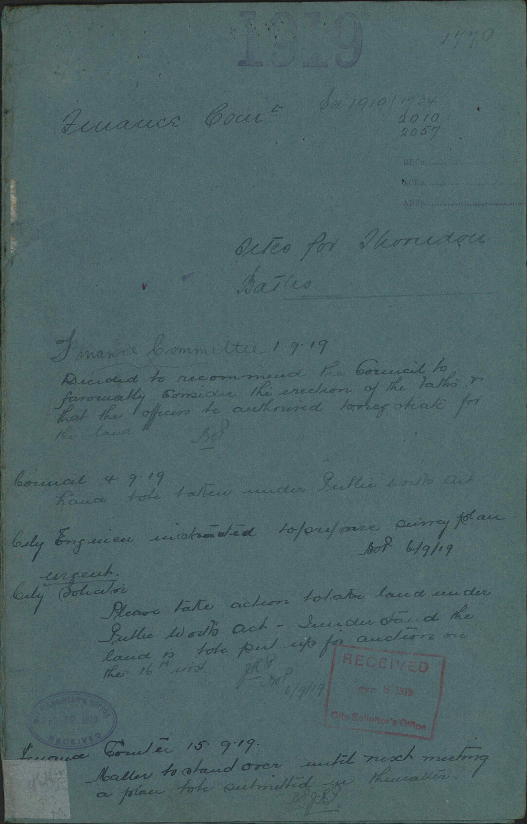 Sites for Thorndon Baths - Finance Committee