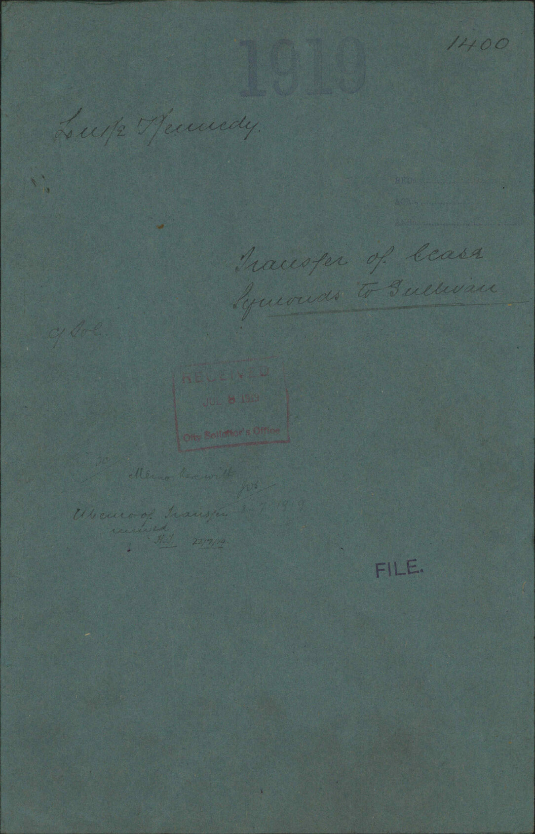 Transfer of lease, Symonds to Sullivan - Luke &amp; Kennedy