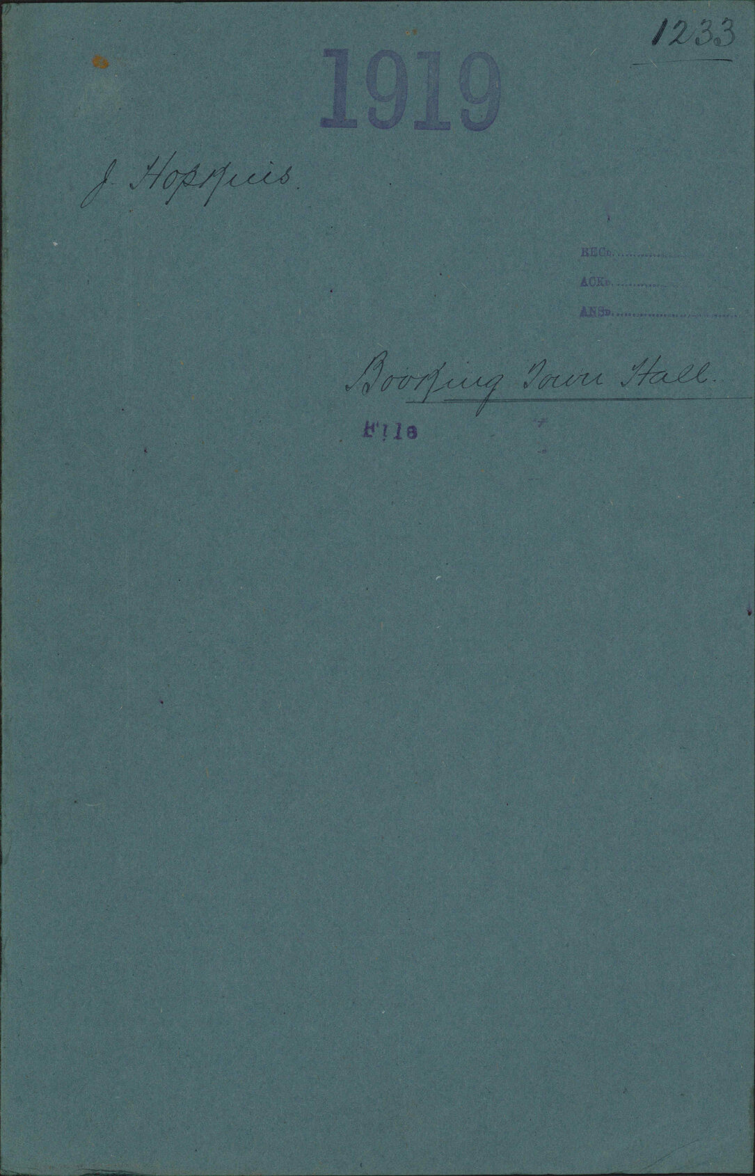 Booking Town Hall - John Hopkins