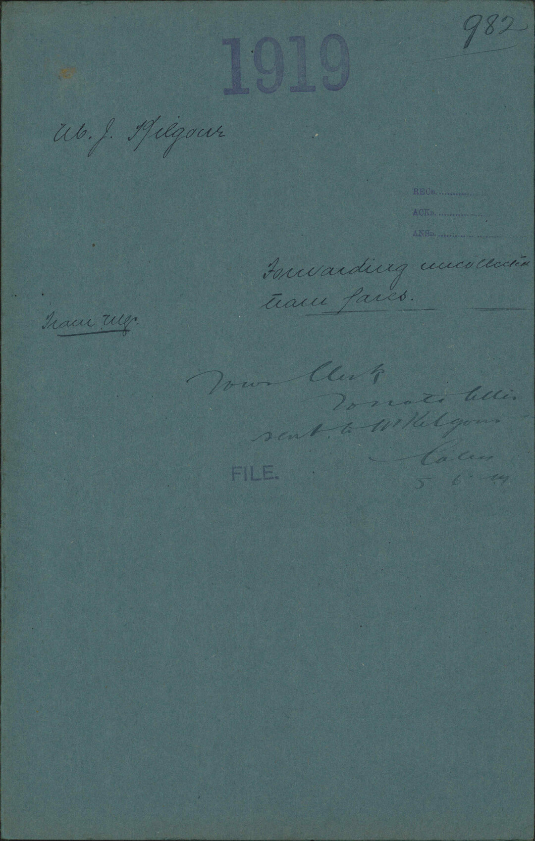 Forwarding uncollected tram fares - M J Kilgour