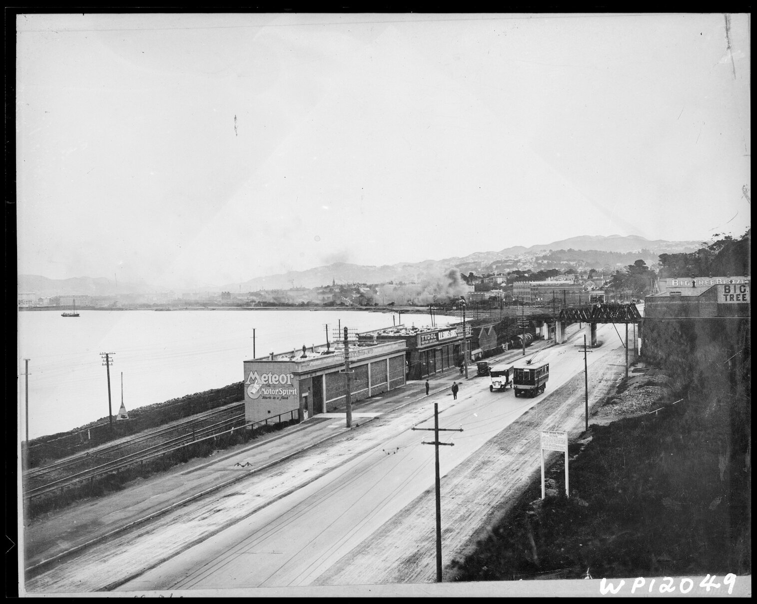 Elevated view of Hutt Road, north of the rail overbridge, looking towards the city
