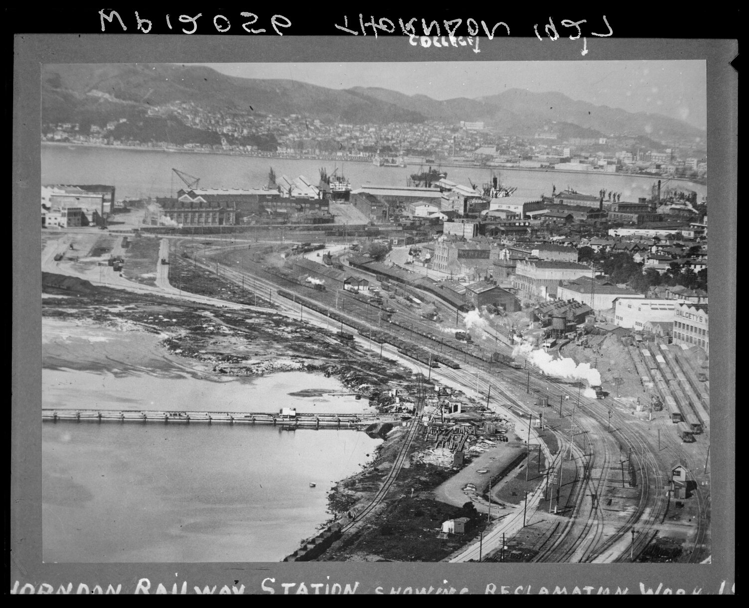 Elevated view of Thorndon Railyards and reclamation work