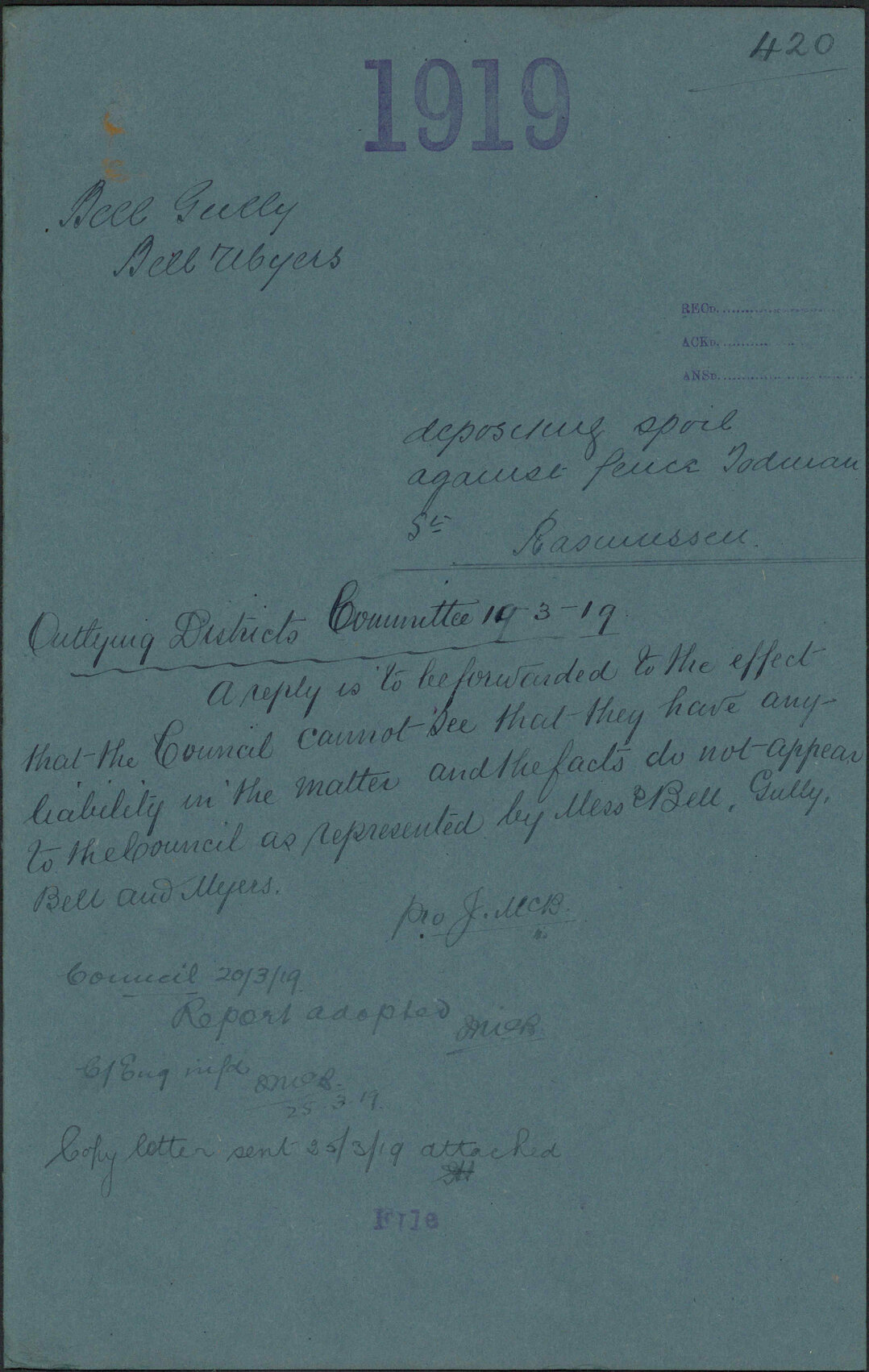 Depositing spoil against fence, Todman Street, Rasmussen - Bell, Gully, Bell &amp; Myers