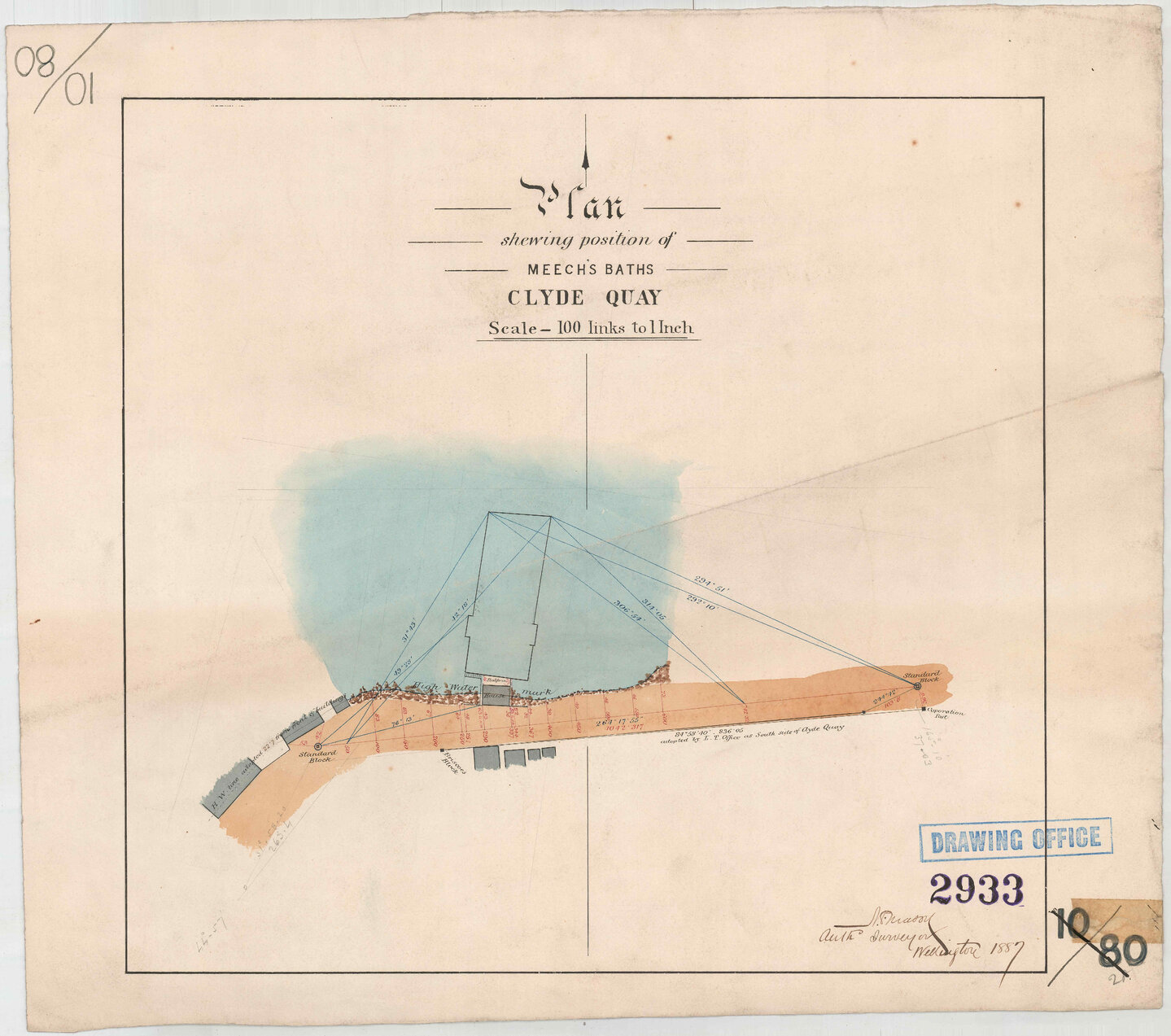 Plan shewing position of Meech's Baths [Te Aro Baths] Clyde Quay
