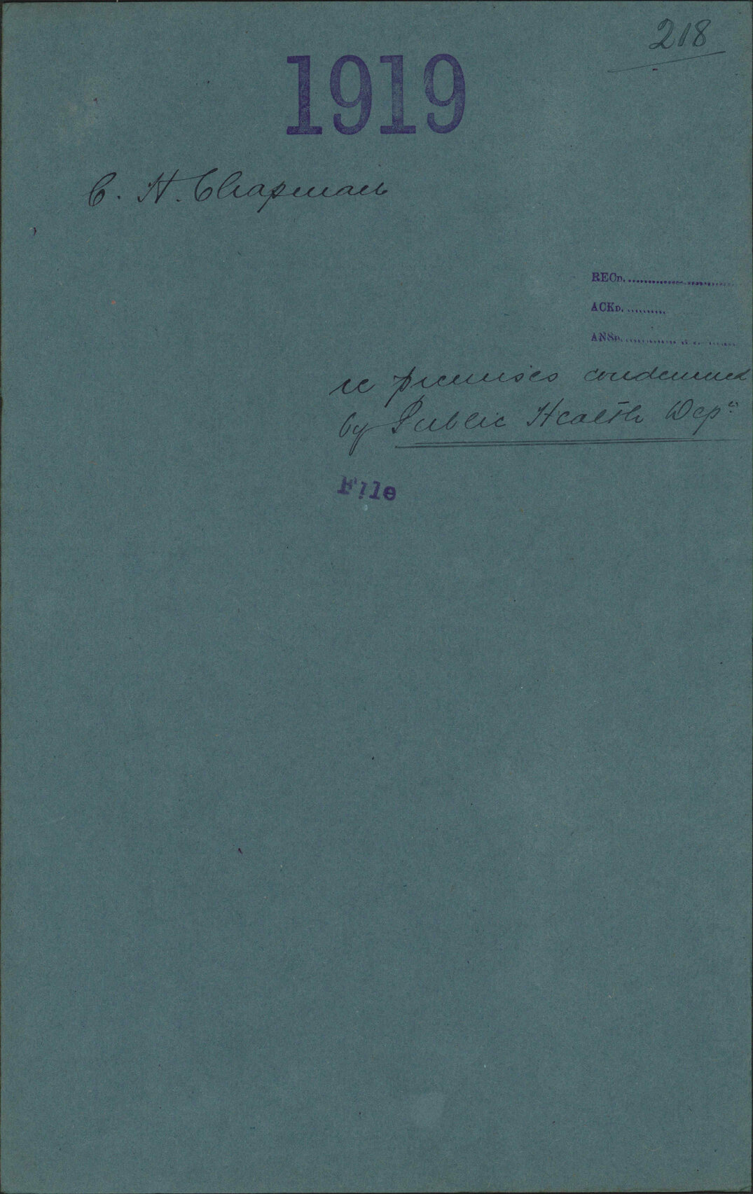 Re premises condemned by Public Health Department - C H Chapman