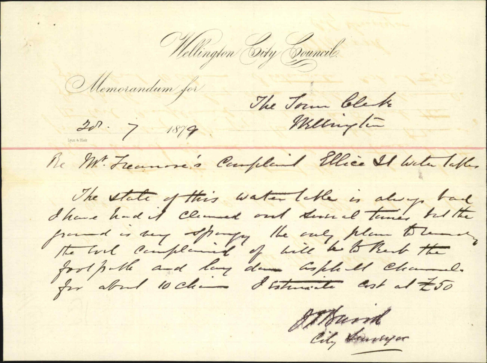 Re complaint re Ellice Street - City Surveyor