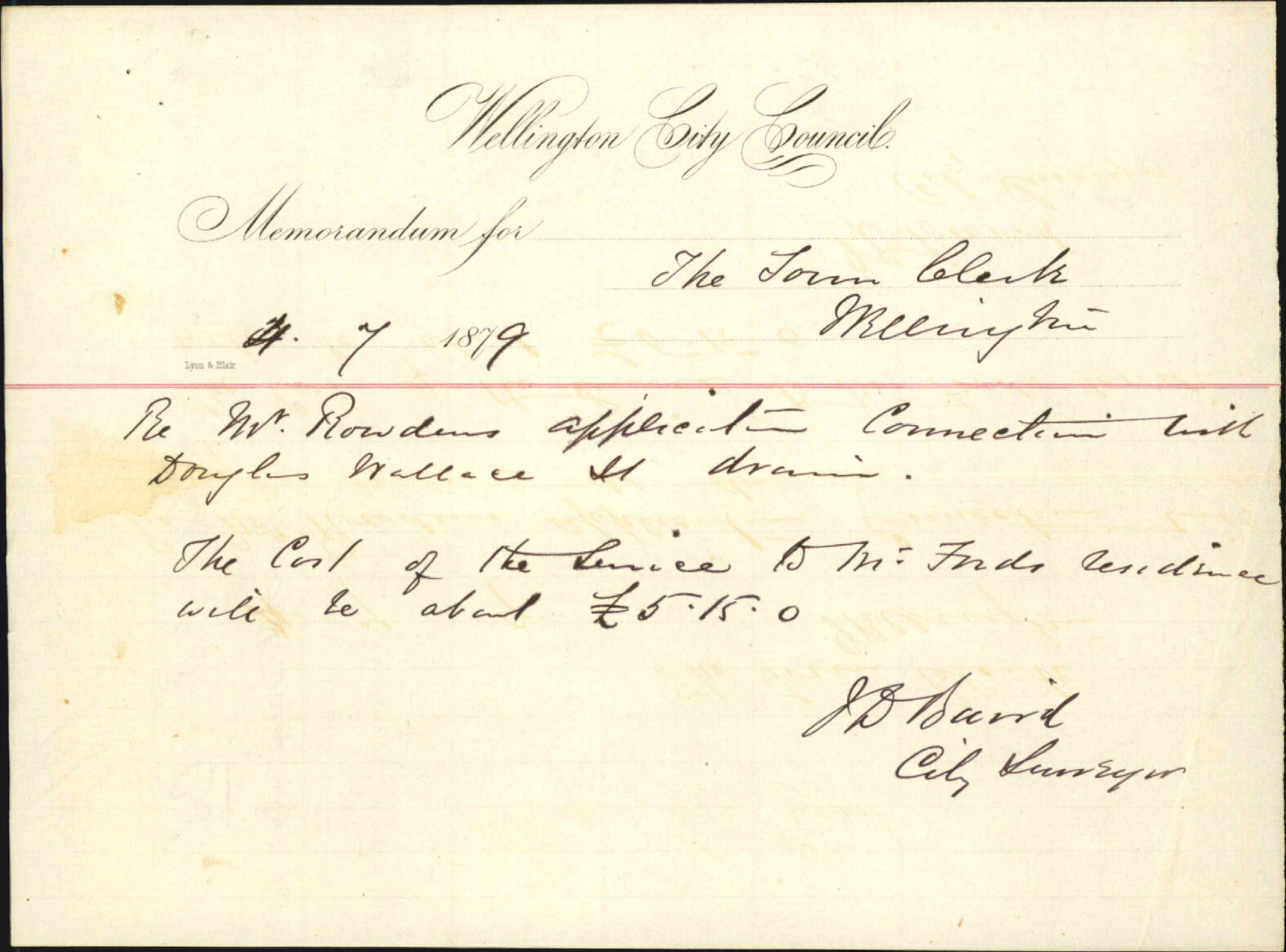 Re Mr Rowden's application to be connected to the Douglas Wallace drain - City Surveyor