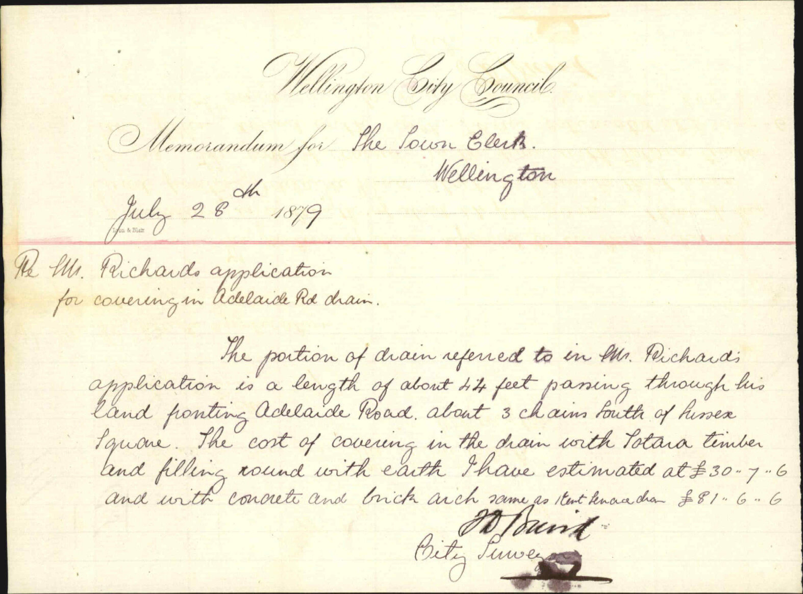 Re request by Mr Richards for the covering of the drain in Adelaide Road - City Surveyor