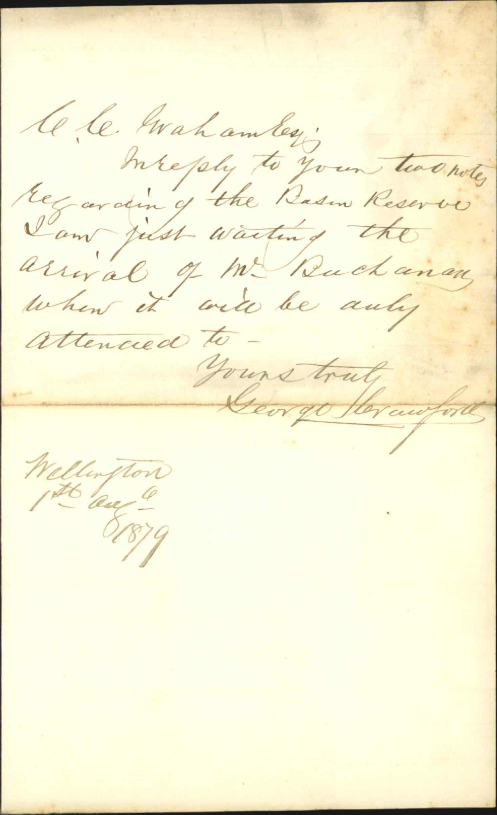 Re thoroughfare access to the Basin Reserve - George Crawford