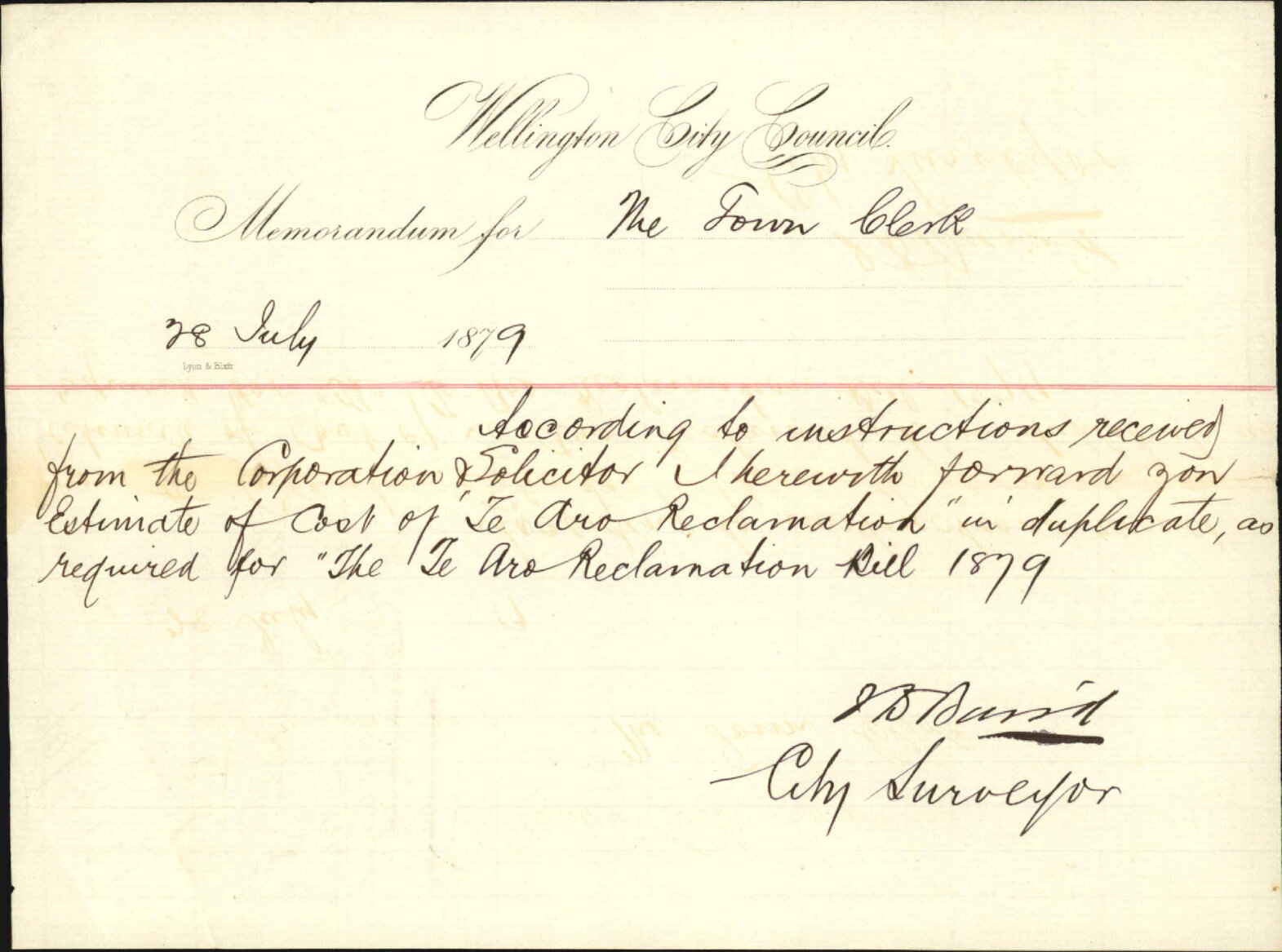 Re estimate of the cost of the Te Aro Reclamation - City Surveyor
