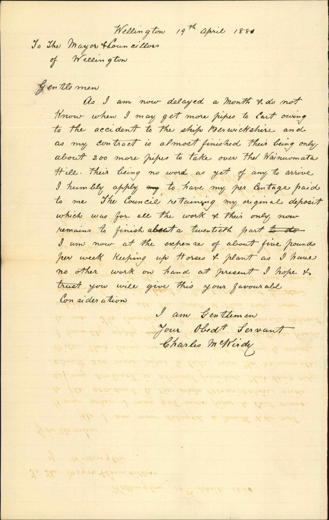 Charles McKirdy, applying for refund of deposit in contract