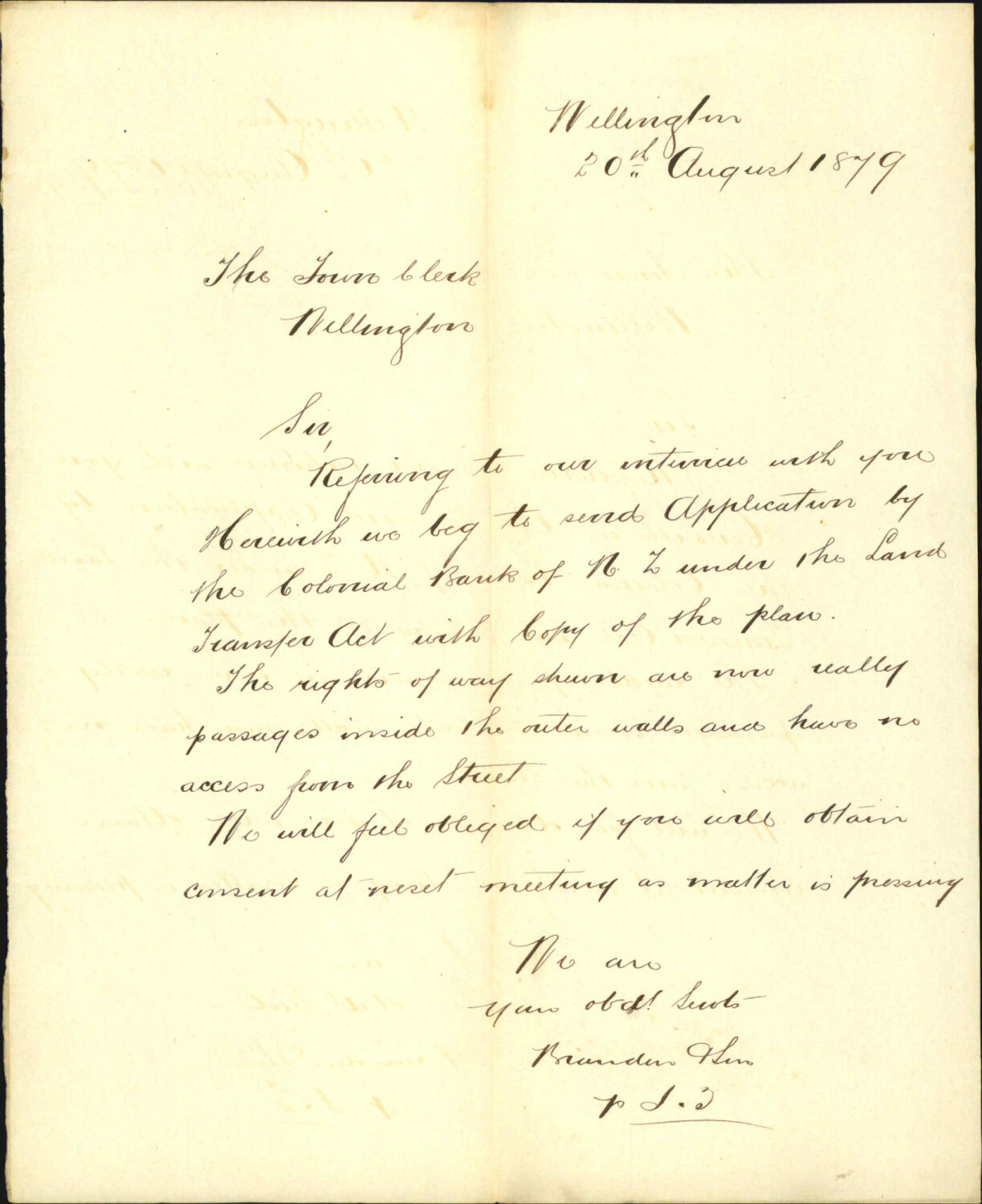Re application for right of way for Colonial Bank - Brandon Sun