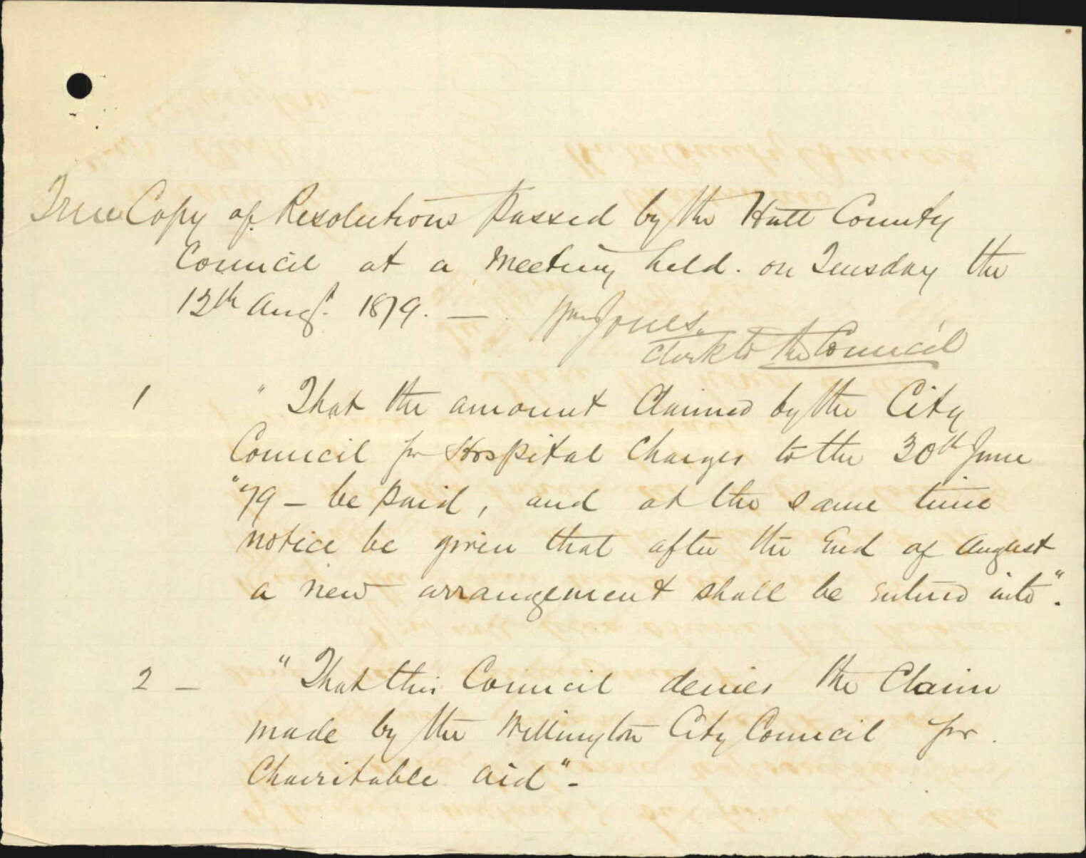Re copy of two resolutions passed by Hutt Council re hospital charges - Thomas Mason / Hutt City Council [HCC]