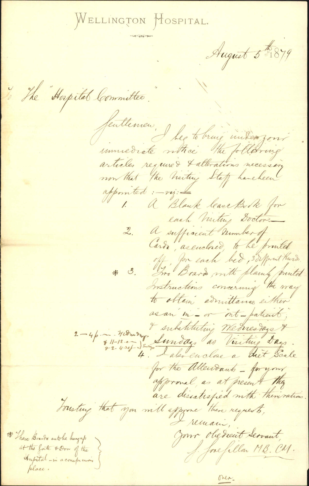 Re recommendations to the Hospital Committee - Resident Surgeon, Wellington Hospital