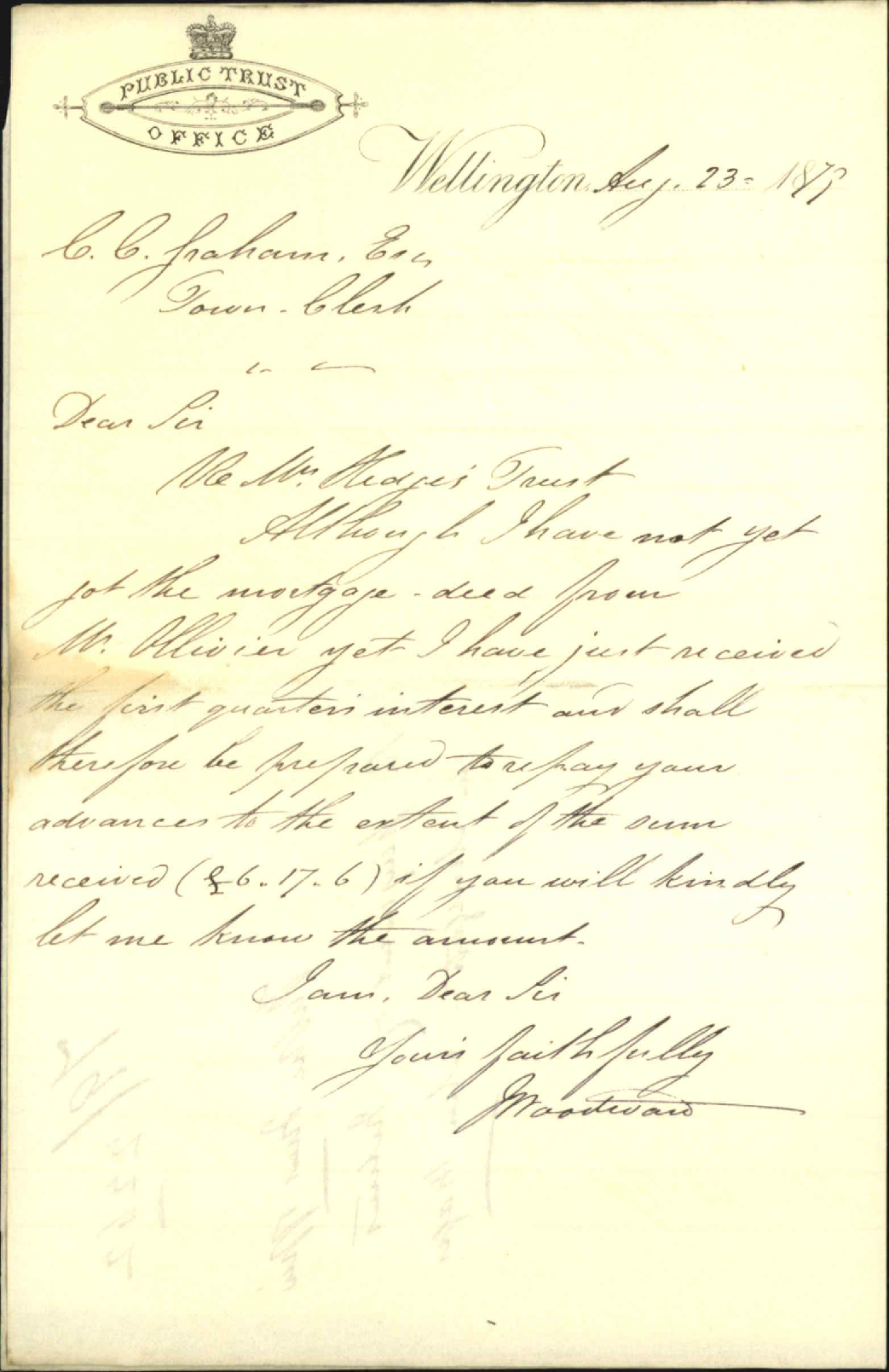 Re payment to Mrs Hedges - Public Trust Office