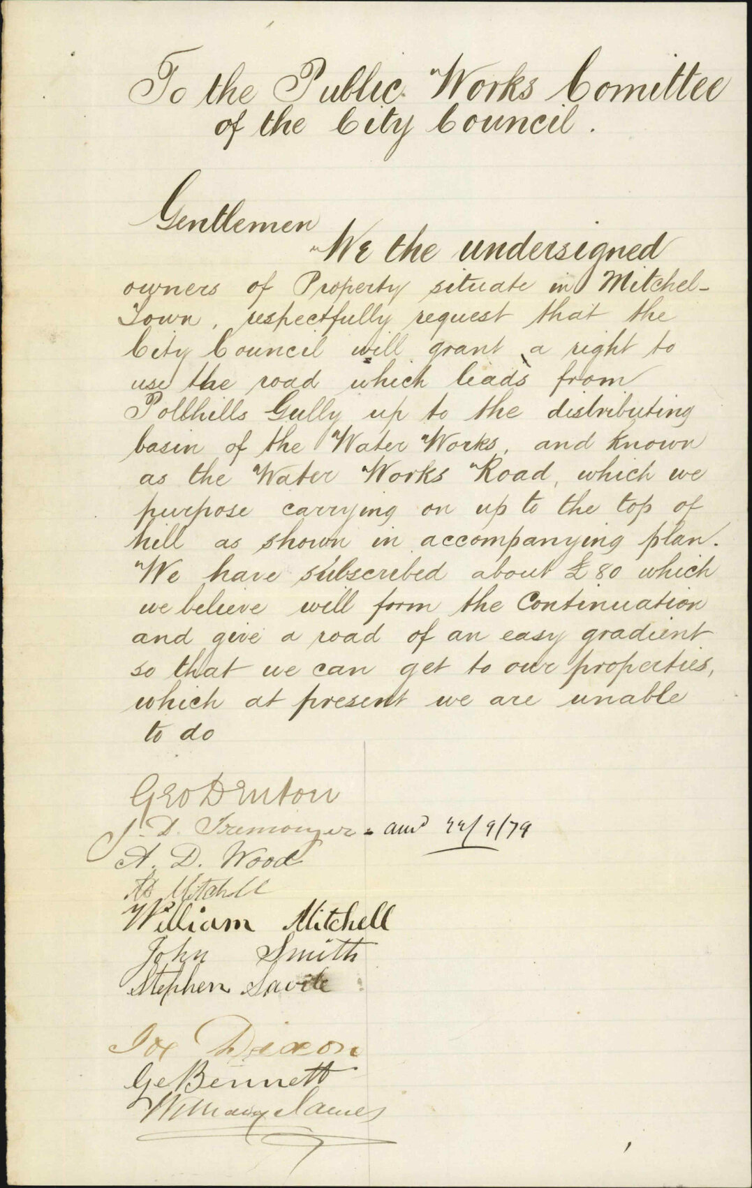 Petition requesting road from Pollhill Gully to the waterworks be extended and access granted