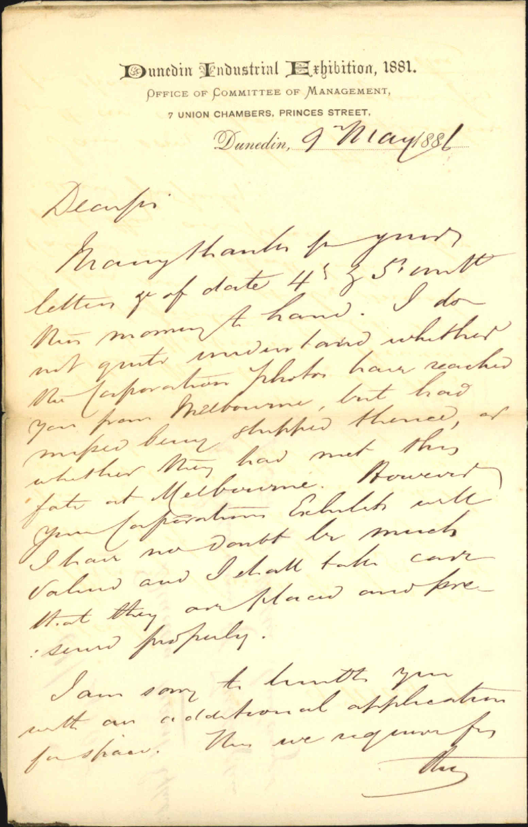 Dunedin Industrial Exhibition, regarding exhibition of photographs of public buildings