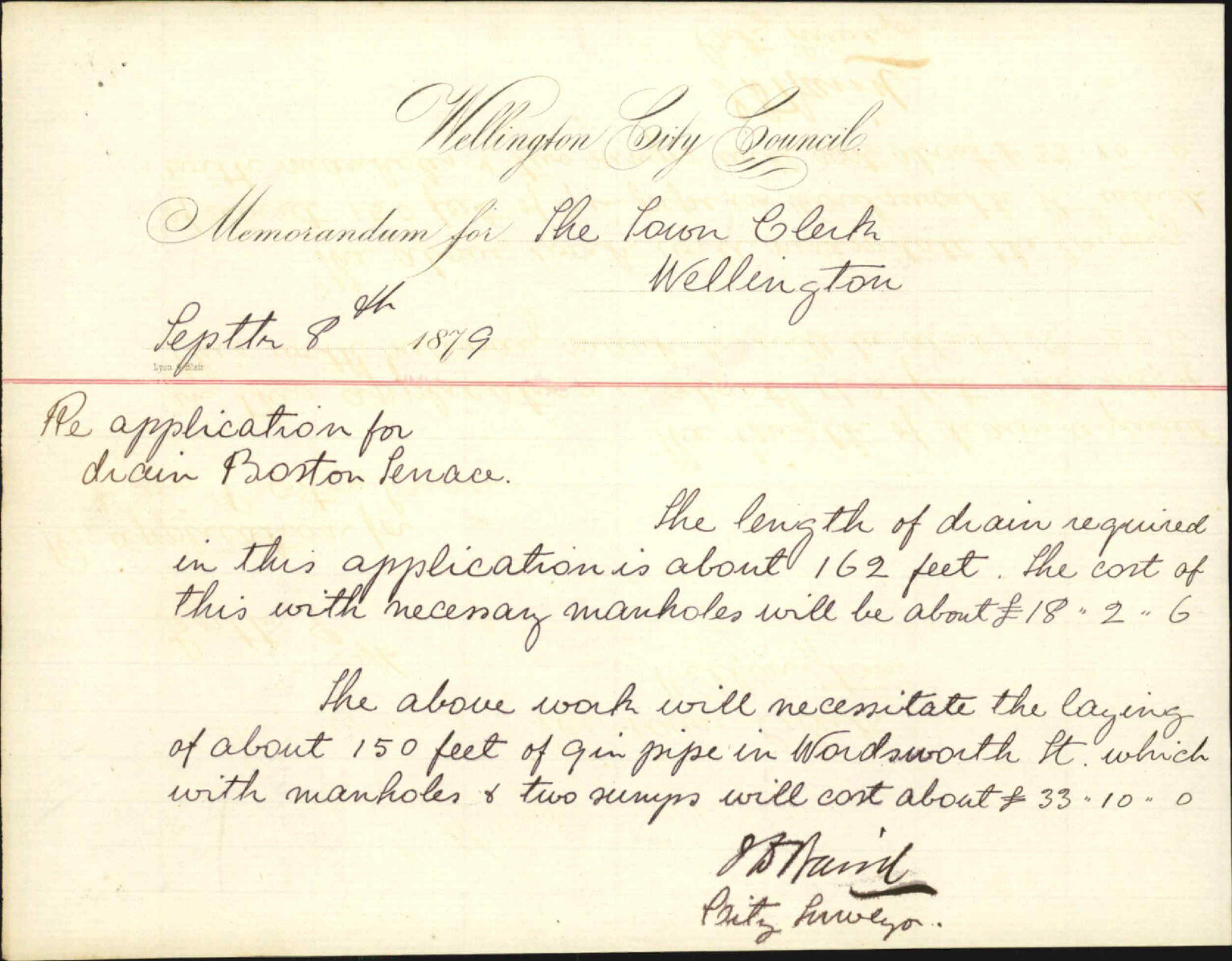 Re application for drain for Boston Terrace - City Surveyor