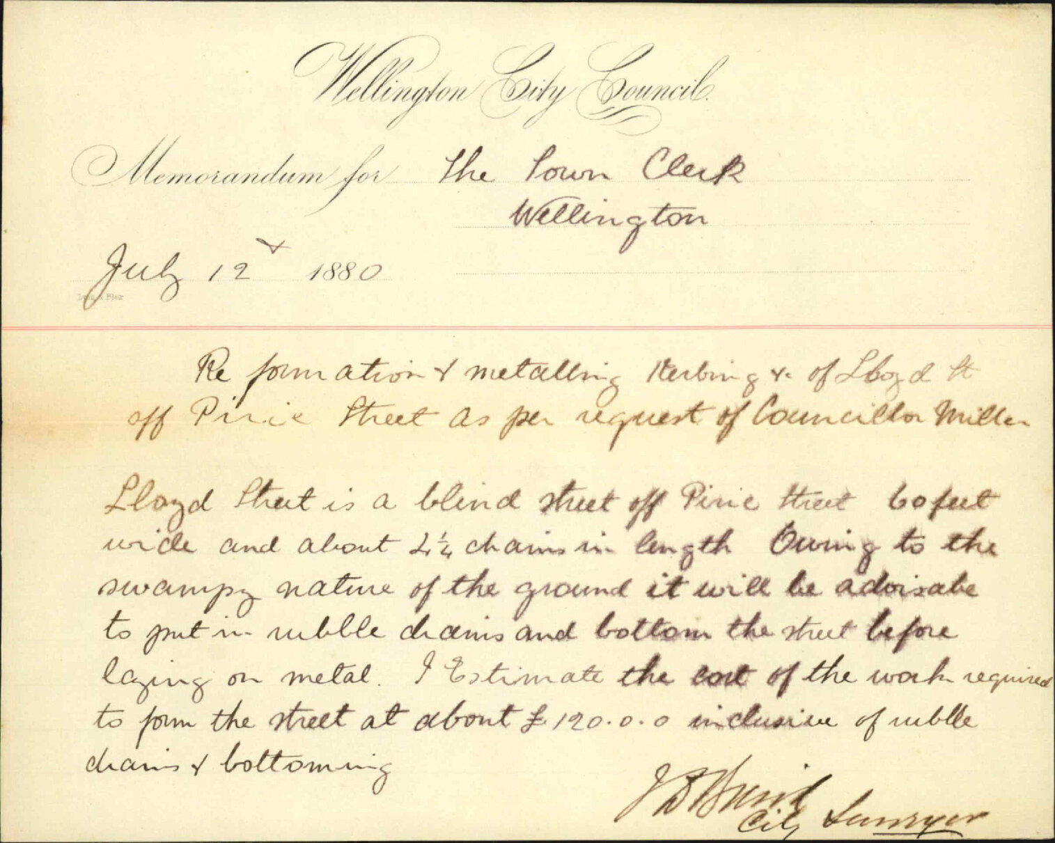 City Surveyor, report as to formation of Lloyd Street