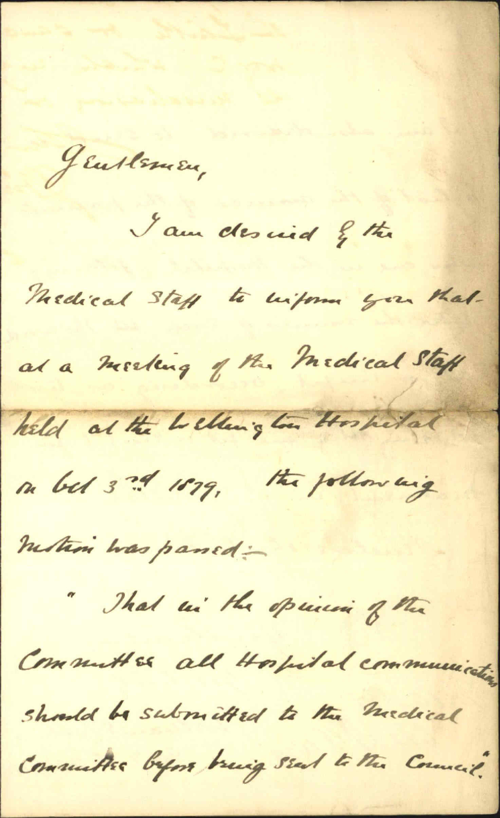Re list of patients currently in Wellington Hospital - William Collins, Secretary of the Medical Committee of Wellington Hospital