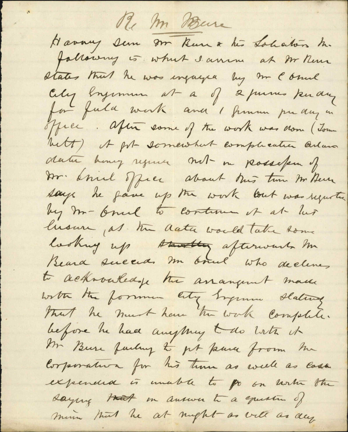 Councillor Samuel Brown, regarding G A Beere's claim for survey of town land