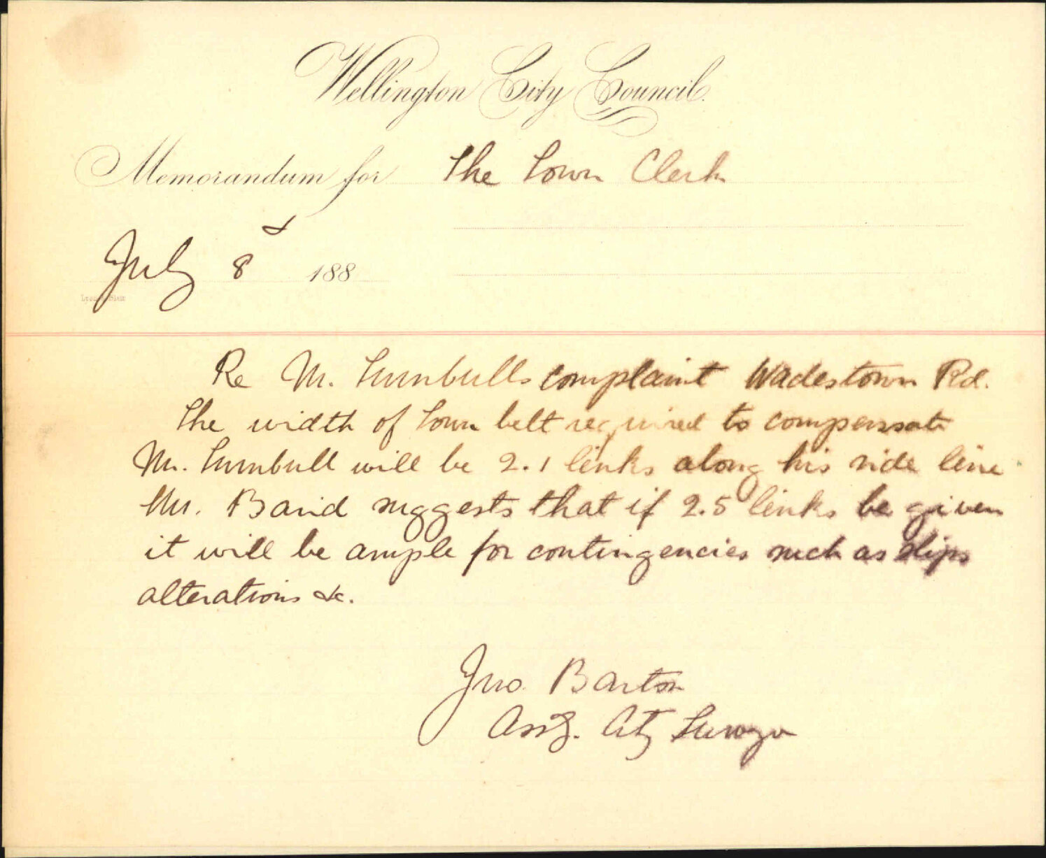 City Surveyor, regarding Mr Turnball and Wadestown Road