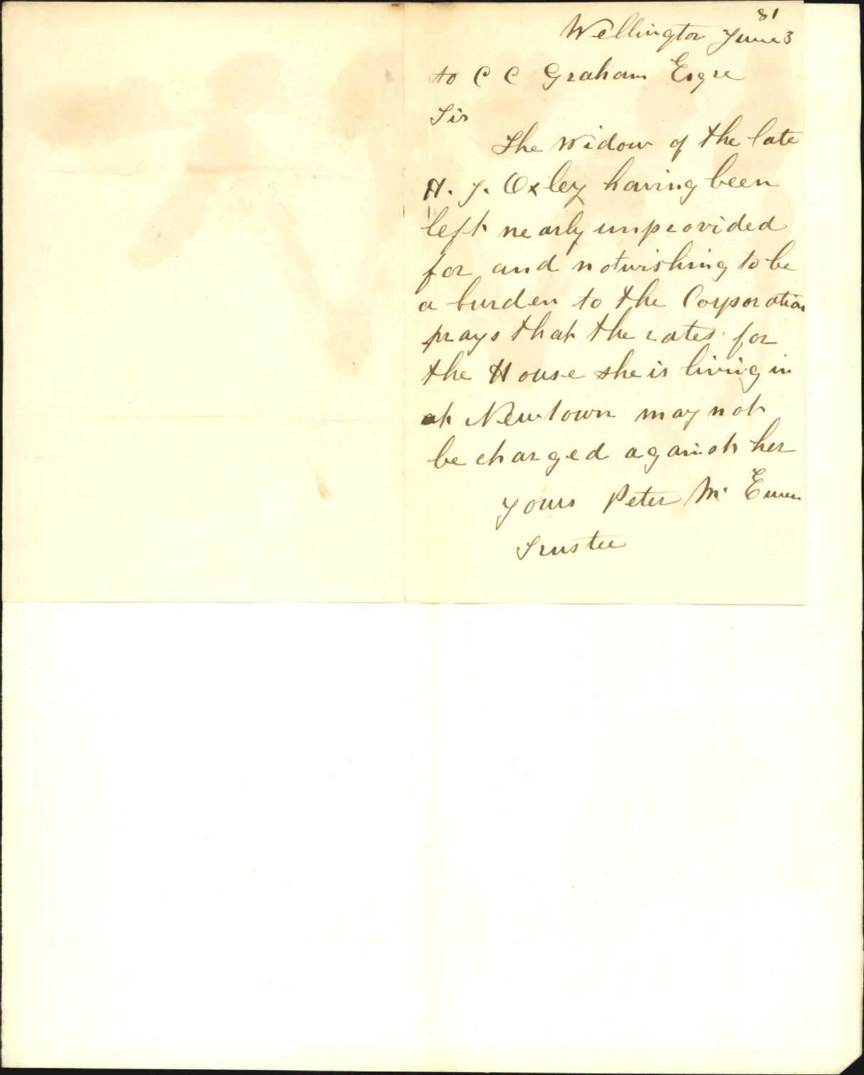 Peter McEwan, regarding rates on Mrs Oxley's property