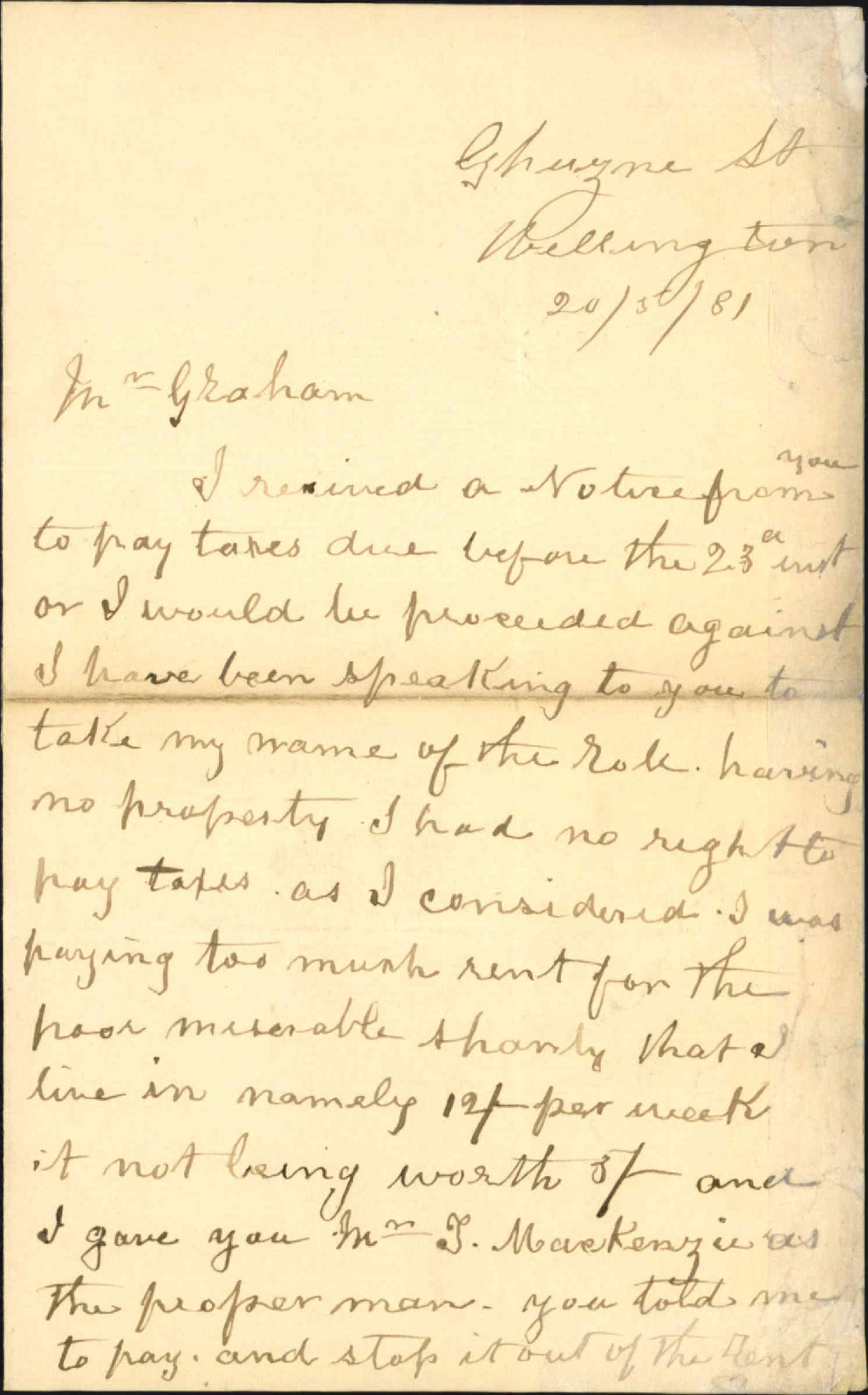 Charles McKeyan, regarding payment of rates
