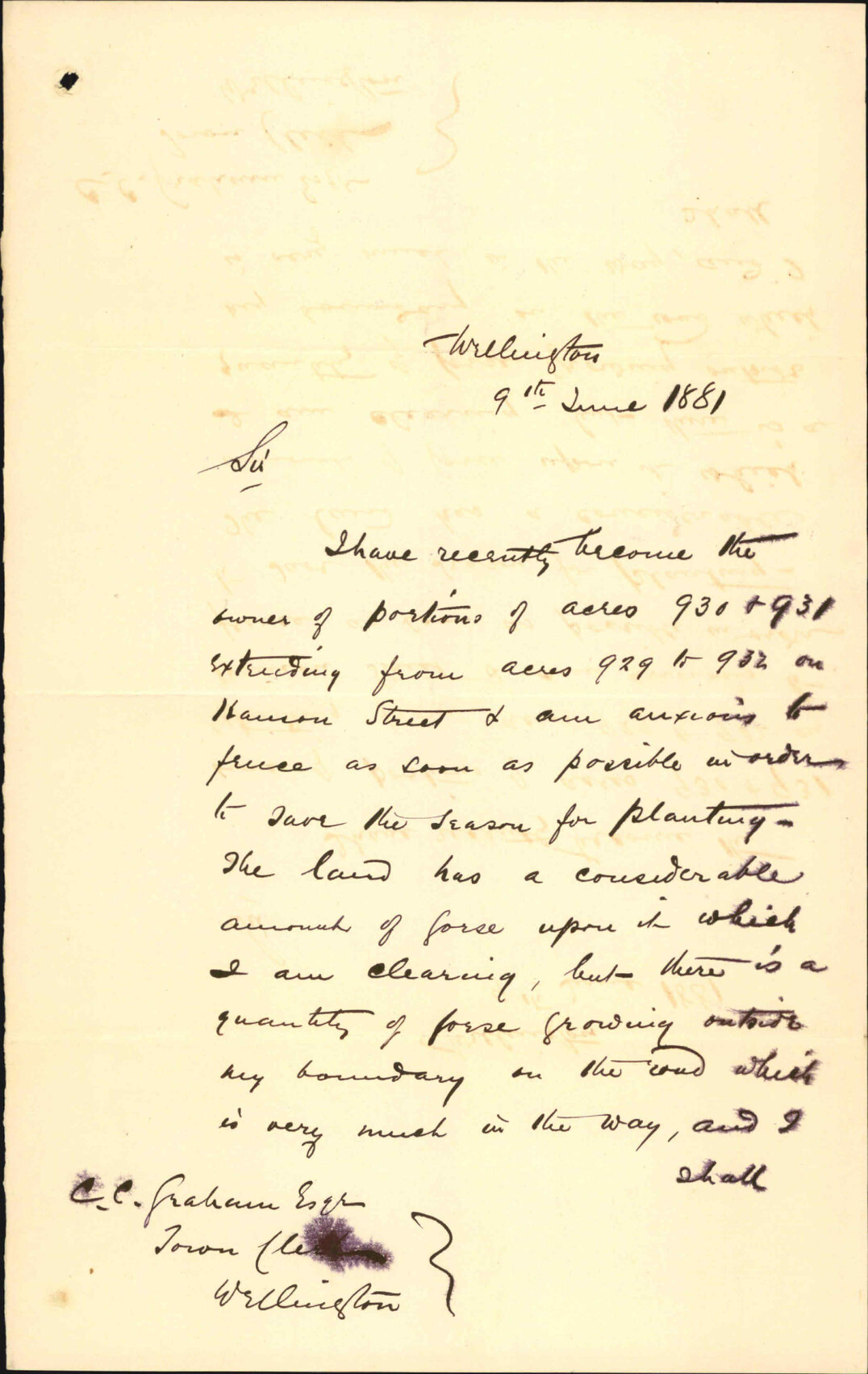 T W Lewis, regarding removal of gorse