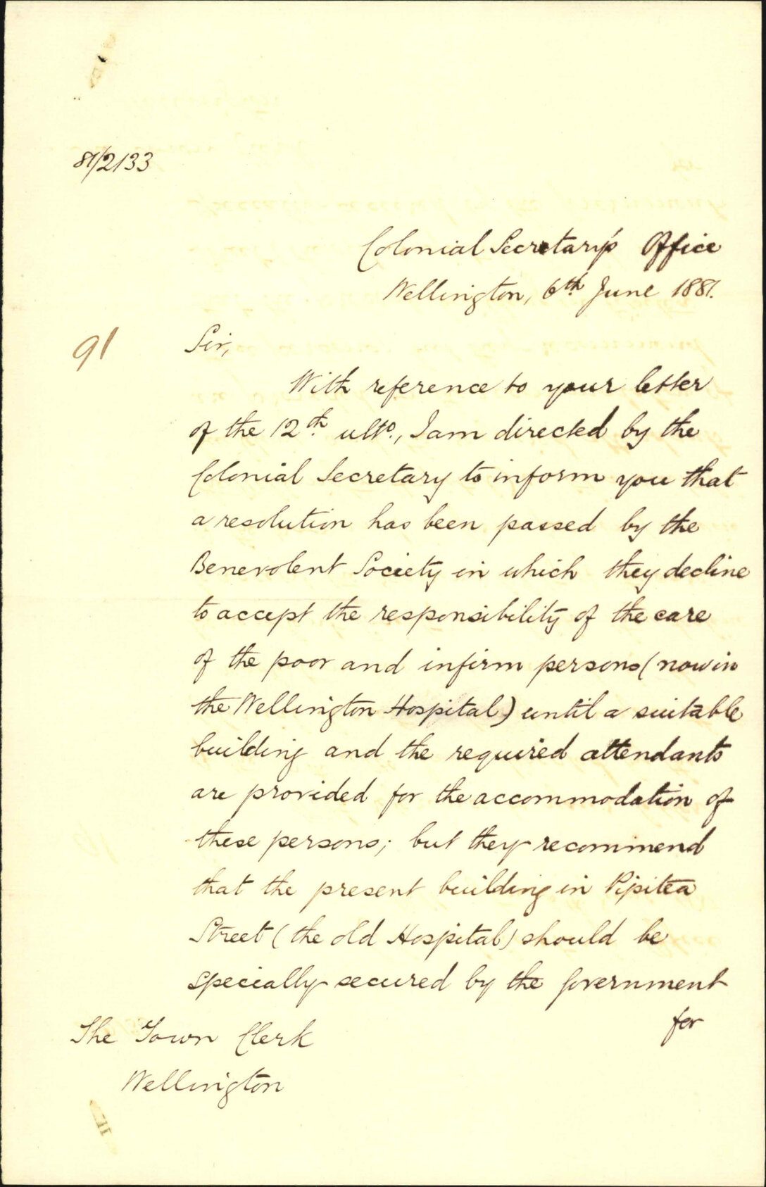 Colonial Secretary's Office, old men patients in hospital