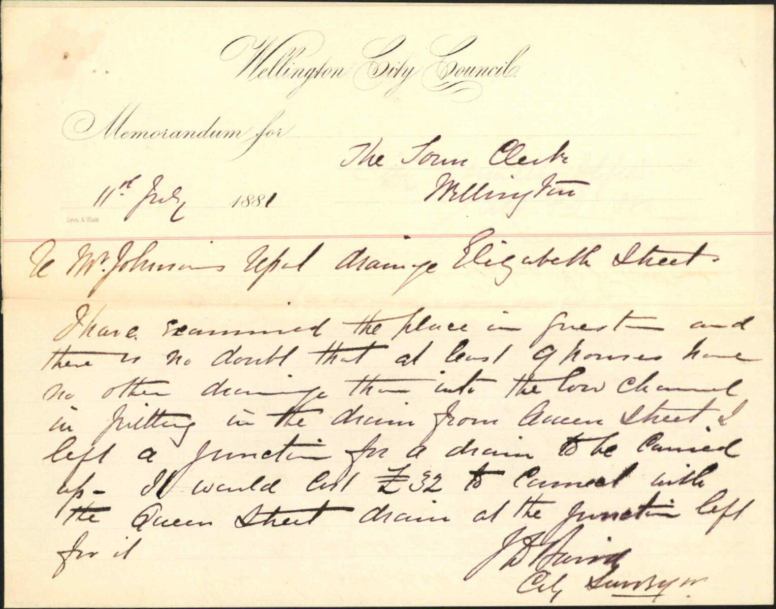 Inspector of Nuisances, regarding nuisance by drain in Austin Street